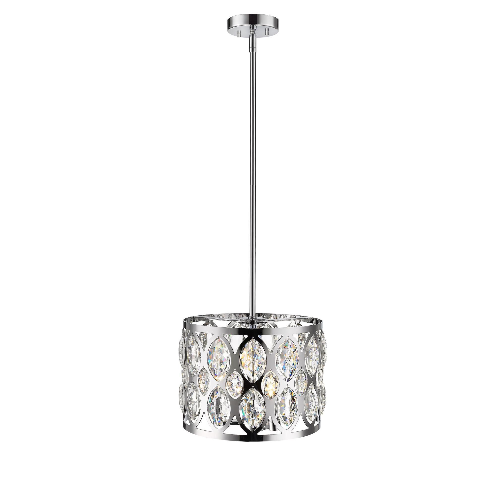 Shown in Chrome finish and Crystal glass and Crystal shade