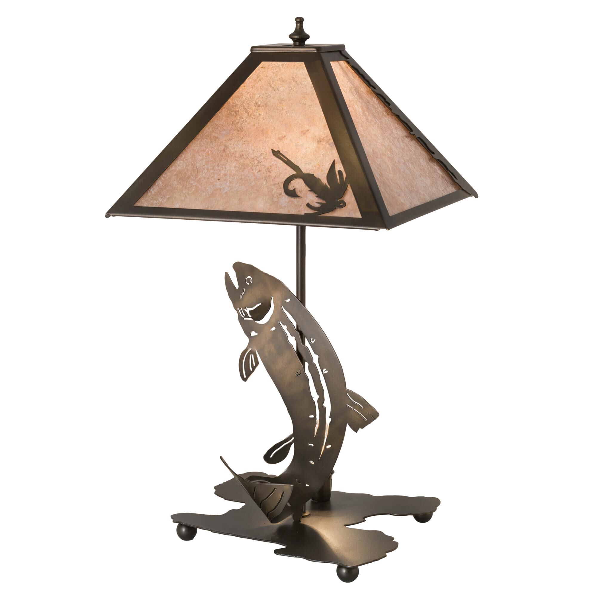 Shown in Antique Copper finish and Silver Mica glass