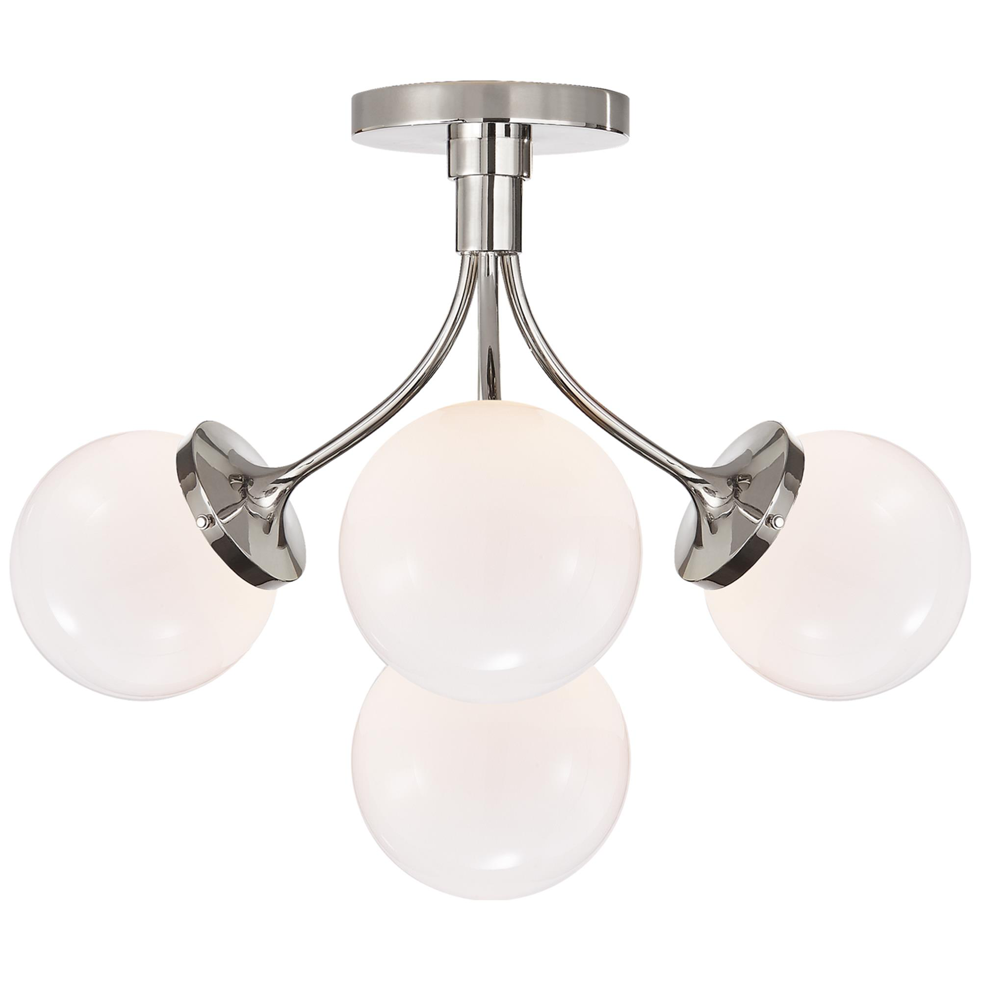 Shown in Polished Nickel finish and White glass