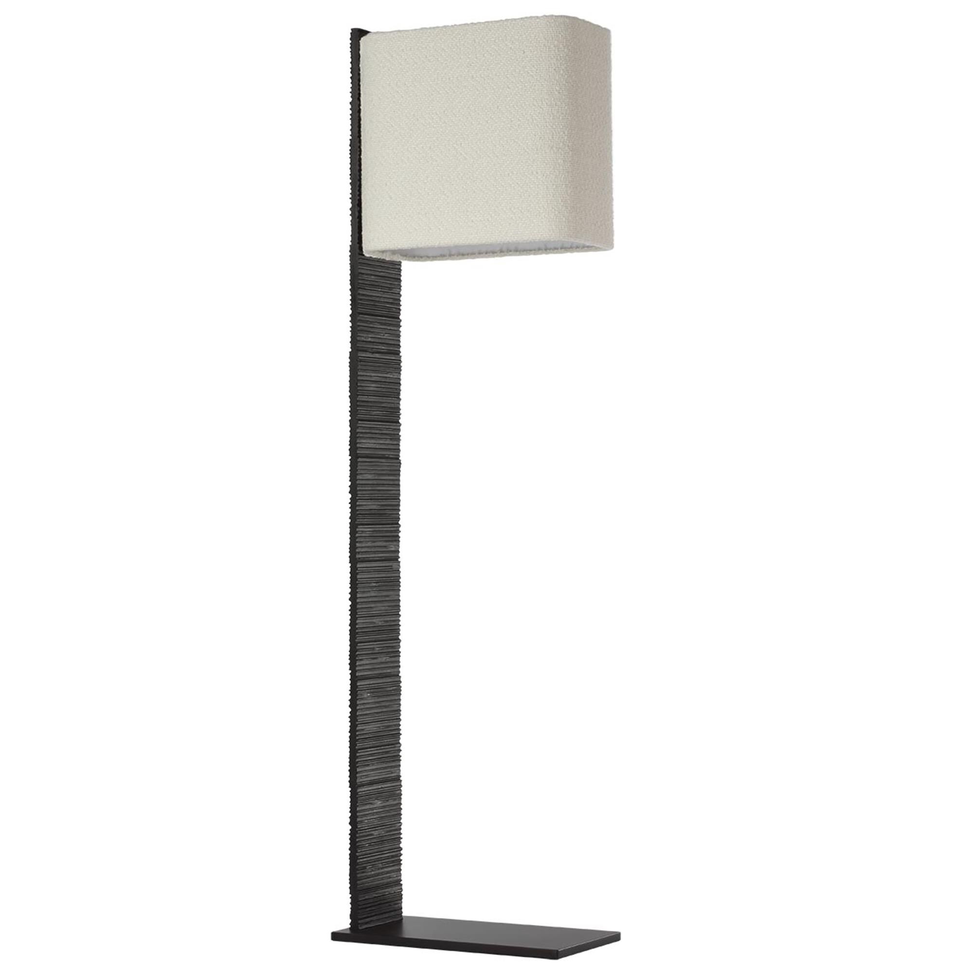 Shown in Ridged Carbon finish and Boucle Rectangle shade