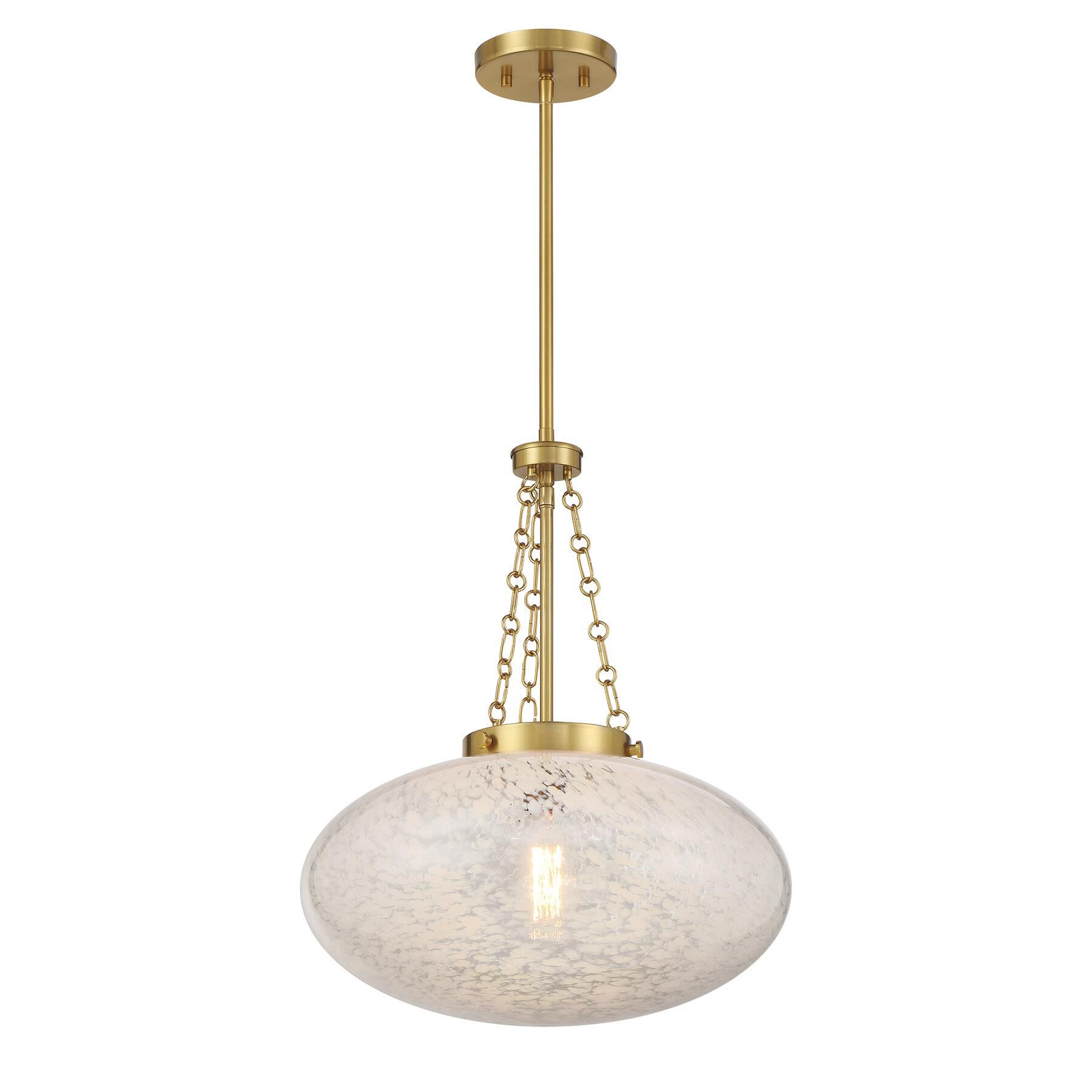 Shown in Warm Brass finish and White Cloud shade
