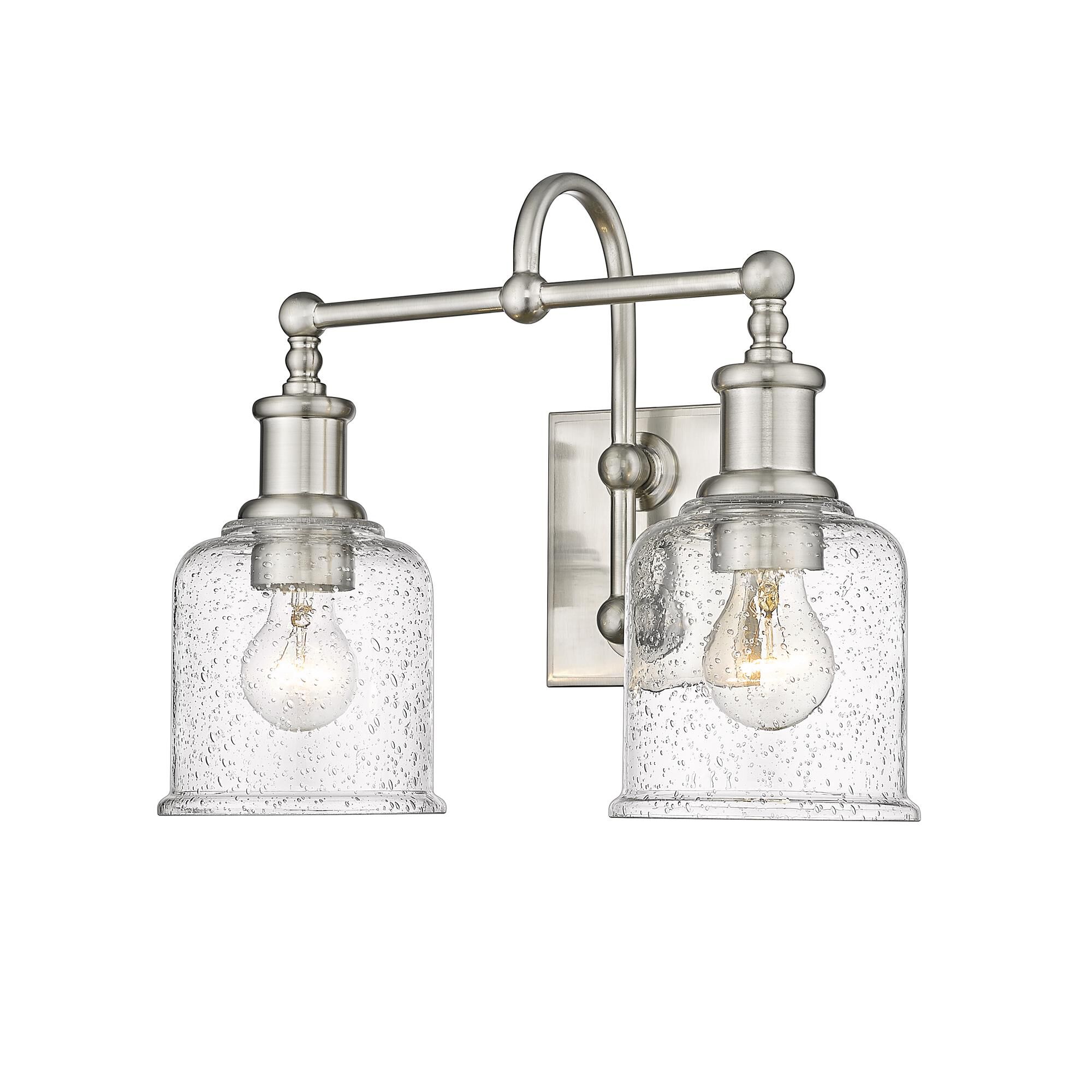 Shown in Brushed Nickel finish and Glass shade