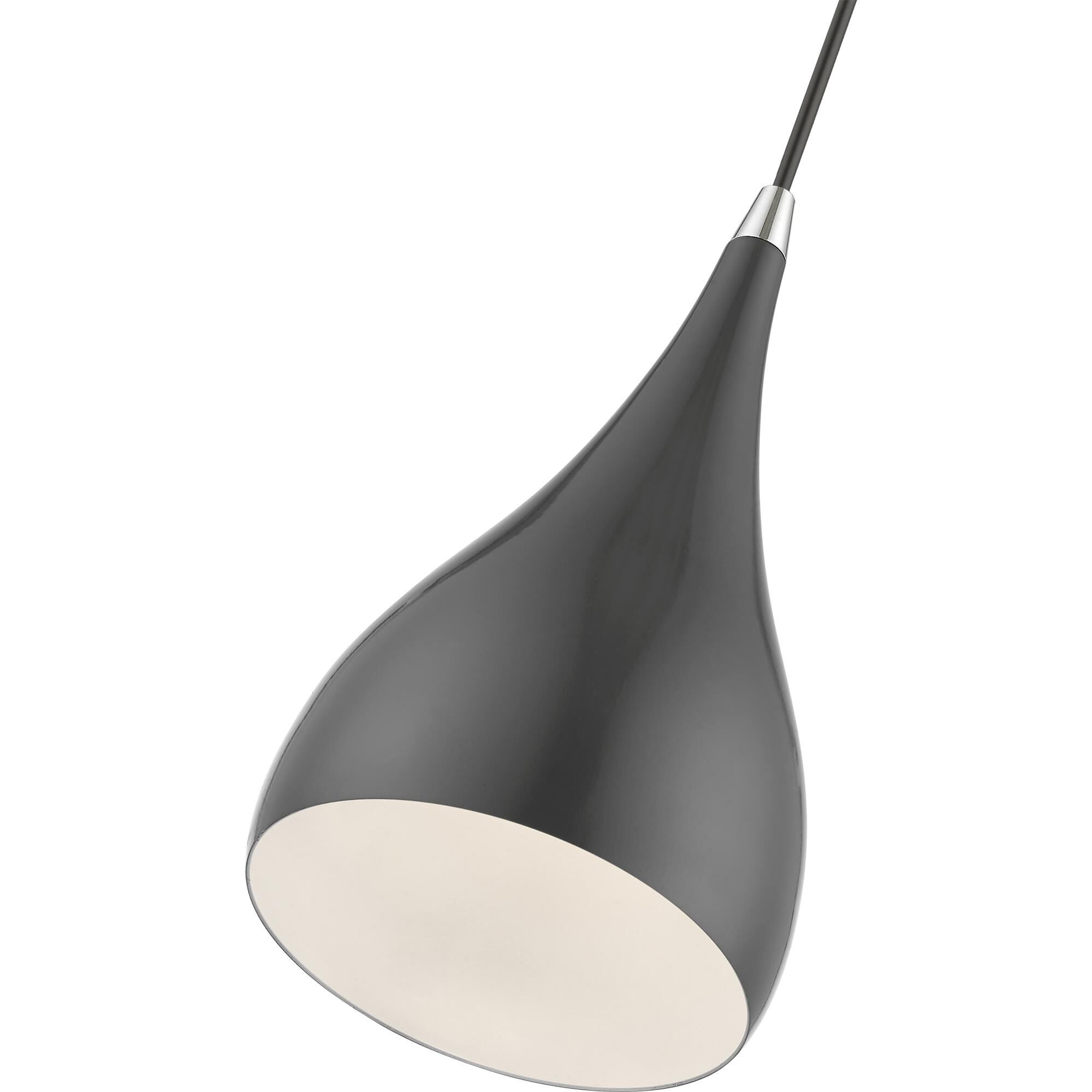 Shown in Shiny Dark Gray with Polished Chrome Accents finish and Shiny Dark Gray Aluminum With Shiny White Inside shade