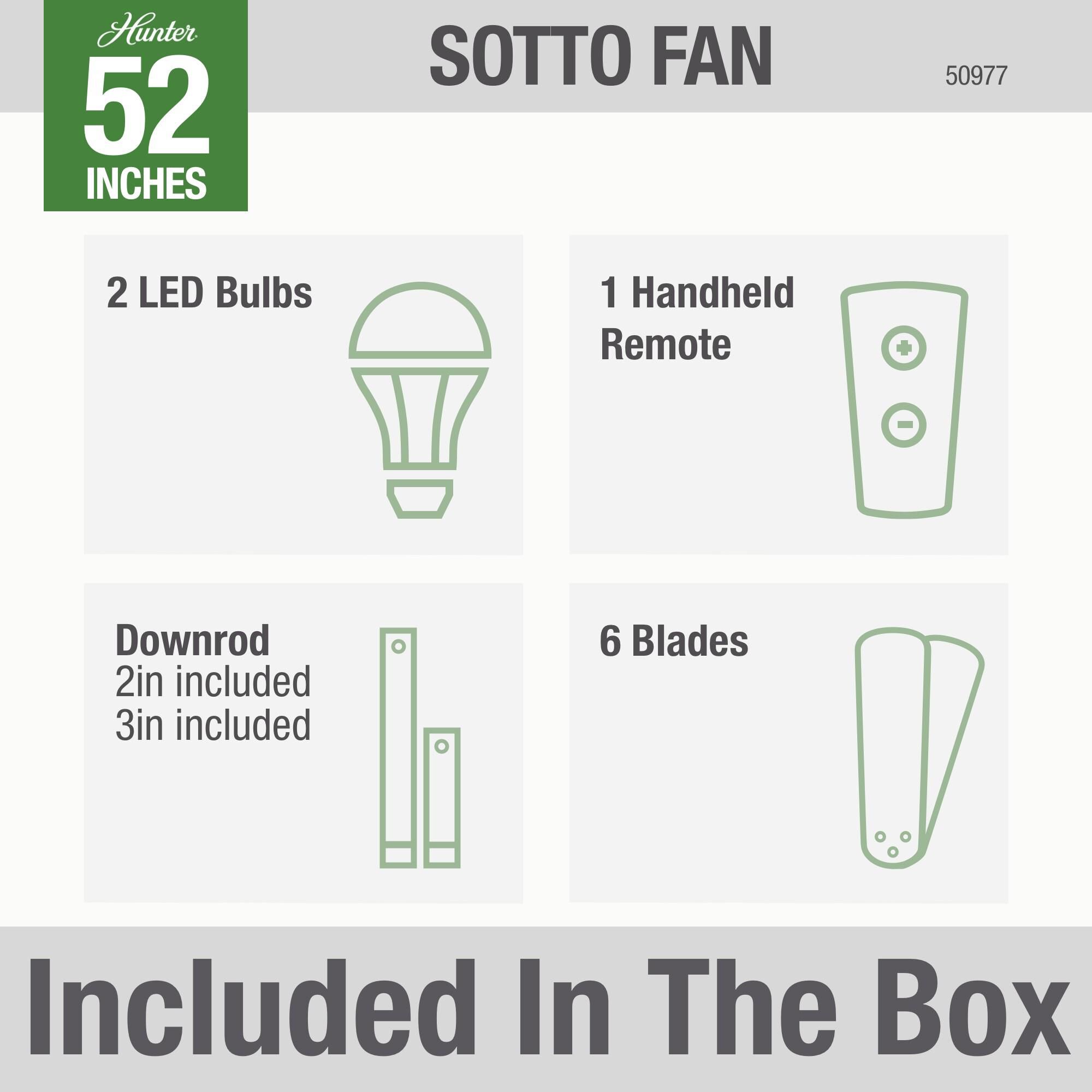 Sotto 52 Inch Ceiling Fan with Light Kit by Hunter Fan