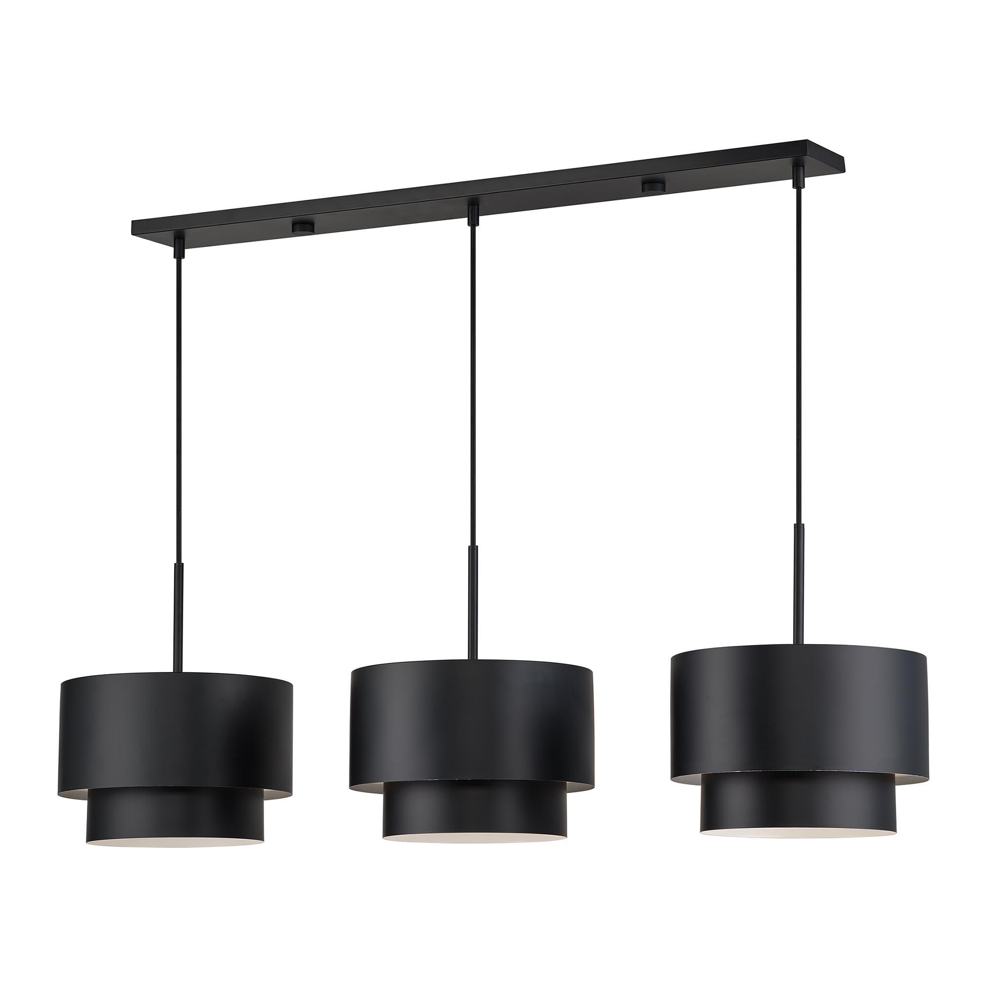 Shown in Black finish and Black Steel with Shiny White Inside shade