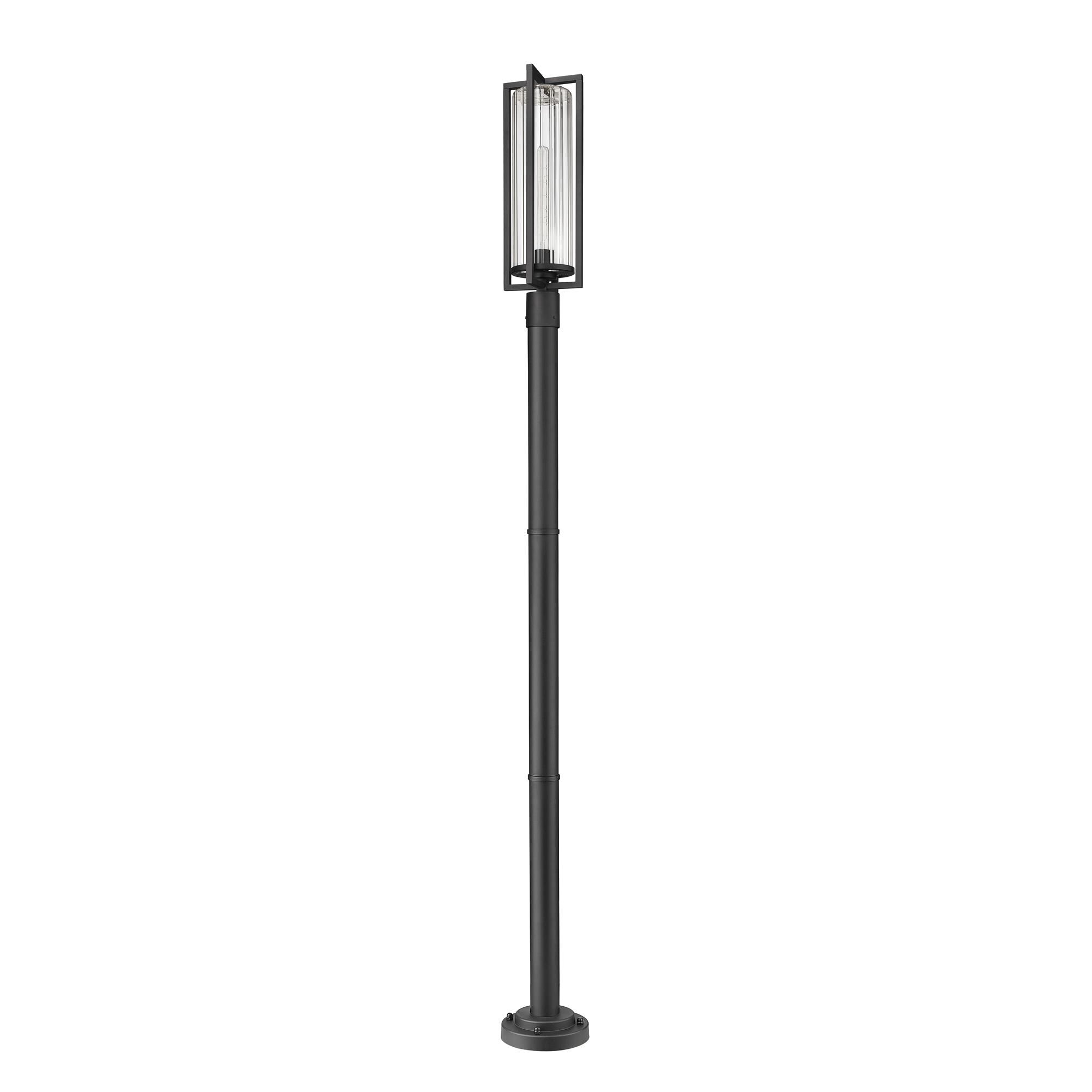 Shown in Black finish and Clear Ribbed glass and Clear Ribbed shade