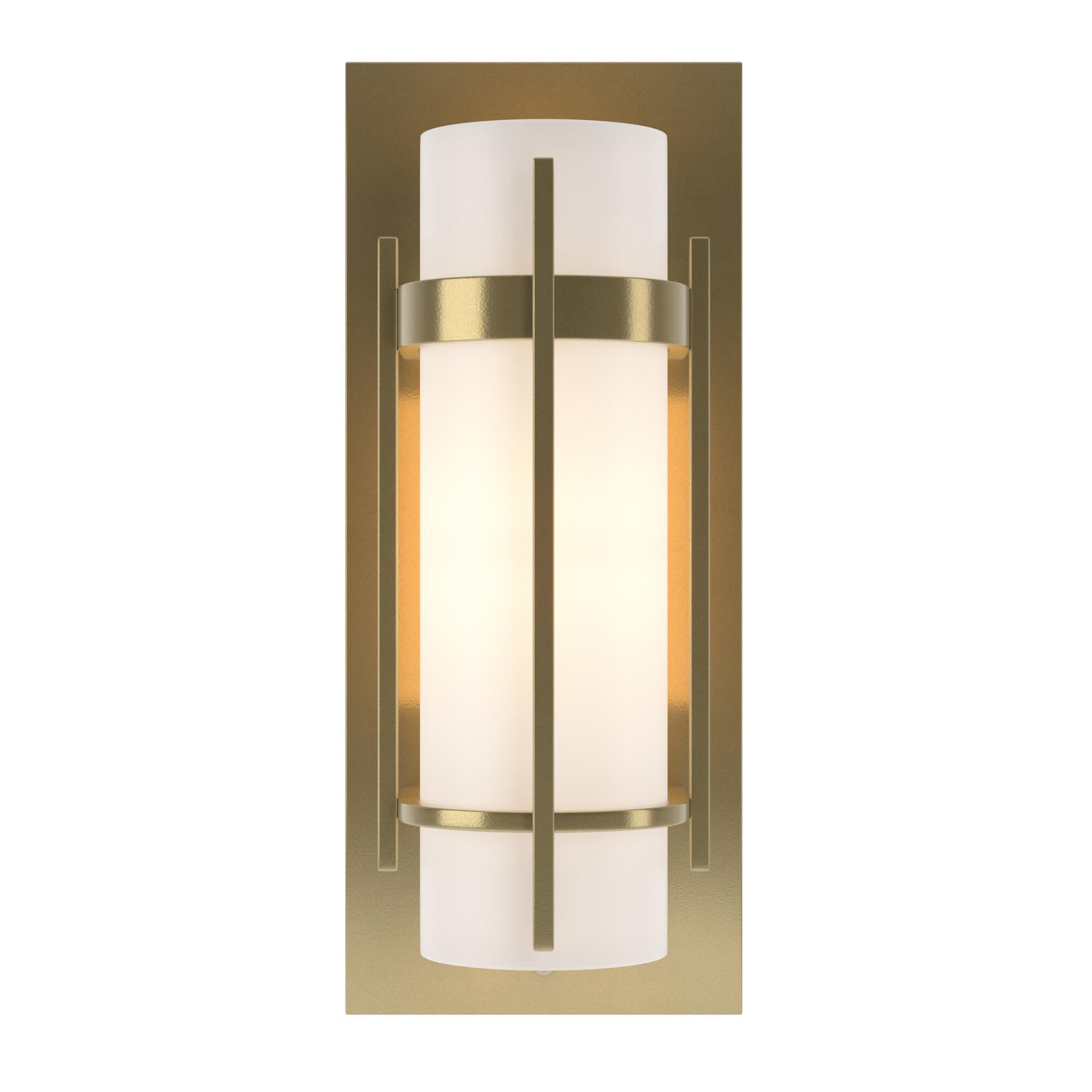 Shown in Modern Brass finish and Opal glass