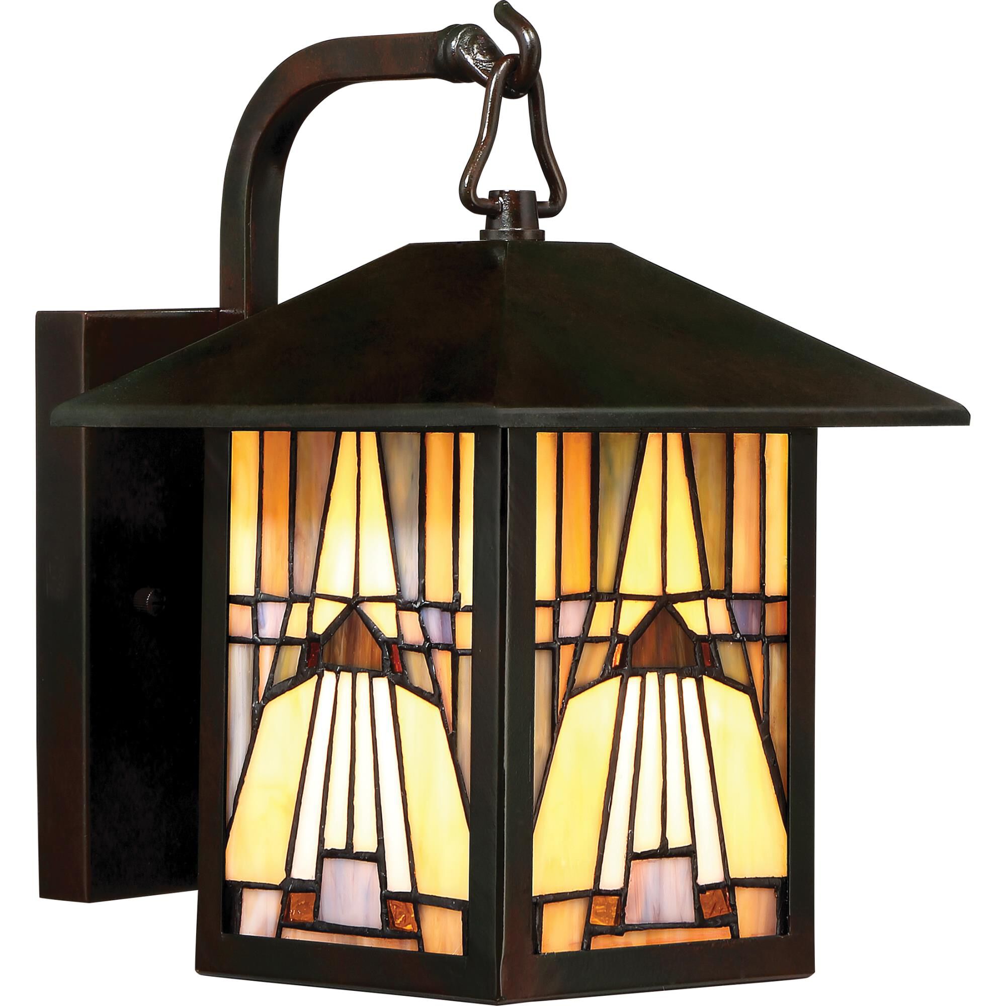 Shown in Valiant Bronze finish and Tiffany glass