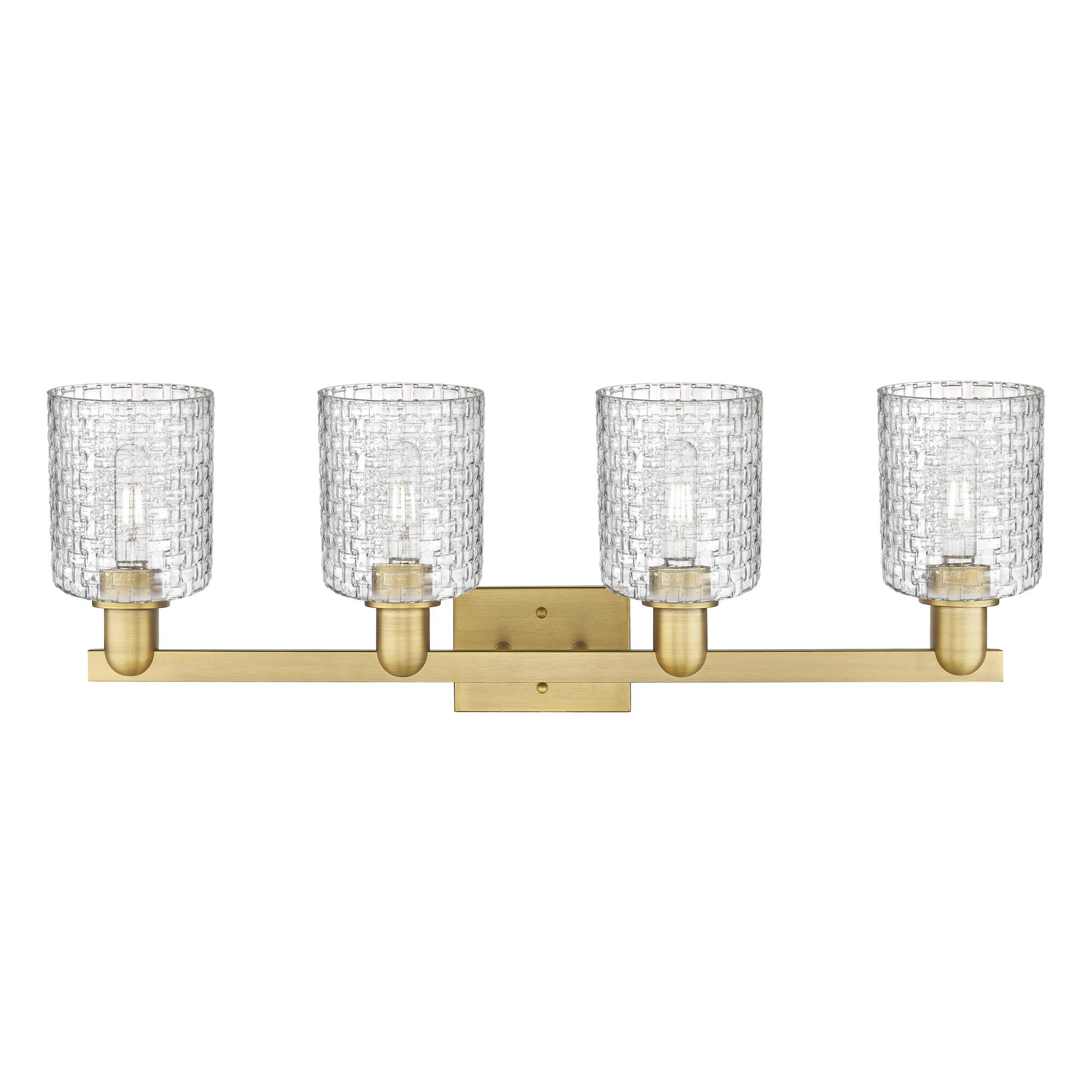Shown in Brushed Brass finish and Clear glass