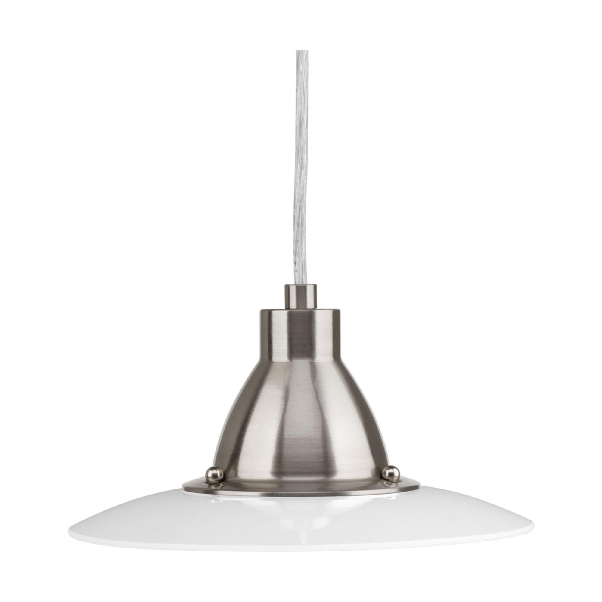 Shown in Brushed Nickel finish and Clear Outside Sandblast Inside glass