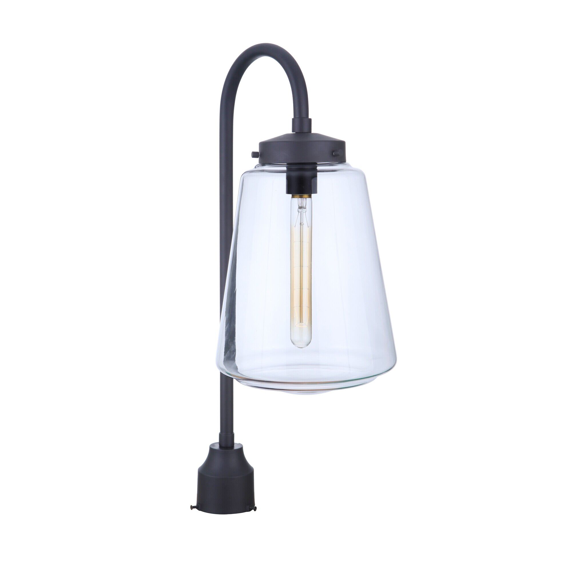 Shown in Midnight finish and Clear glass and Glass shade