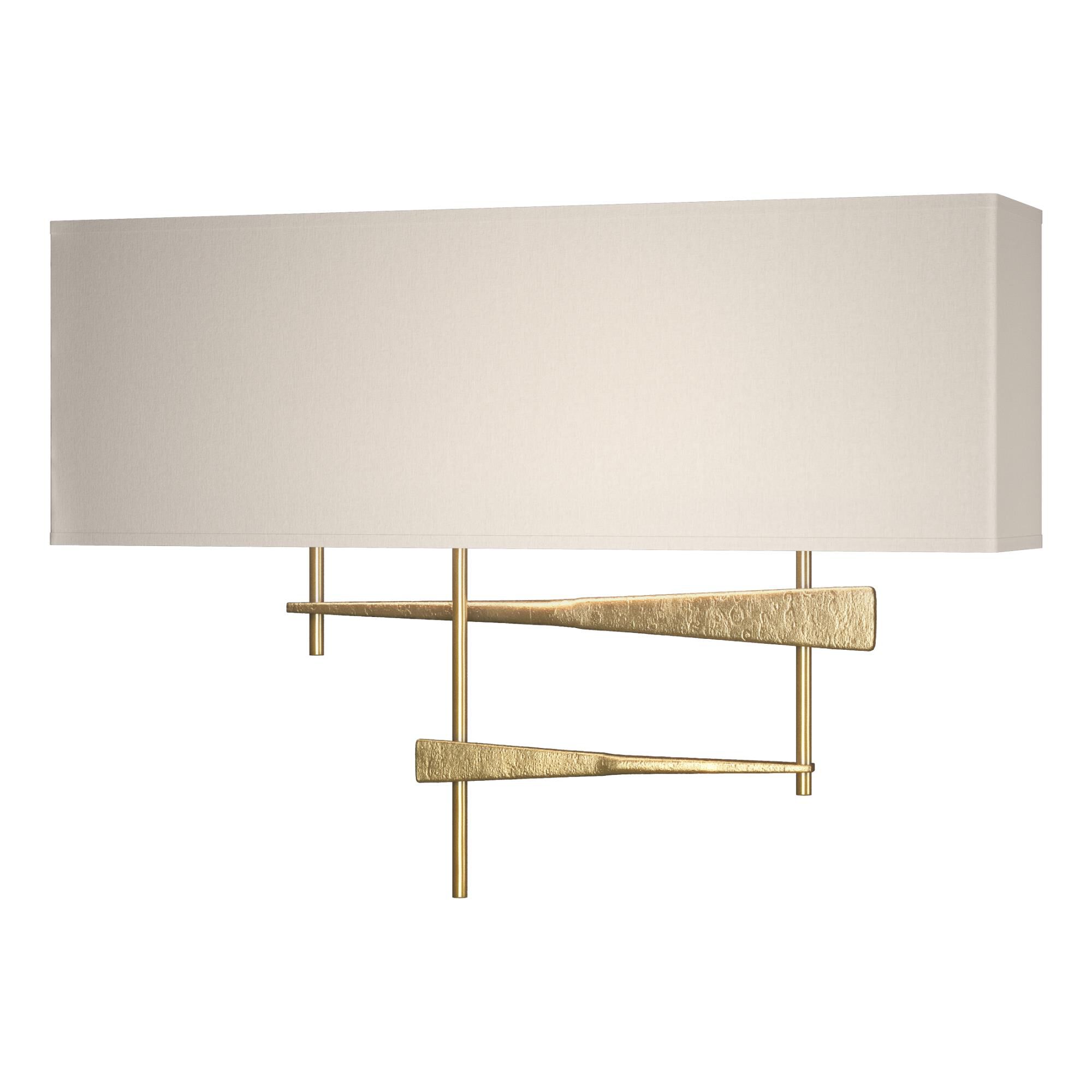 Shown in Modern Brass finish and Flax shade