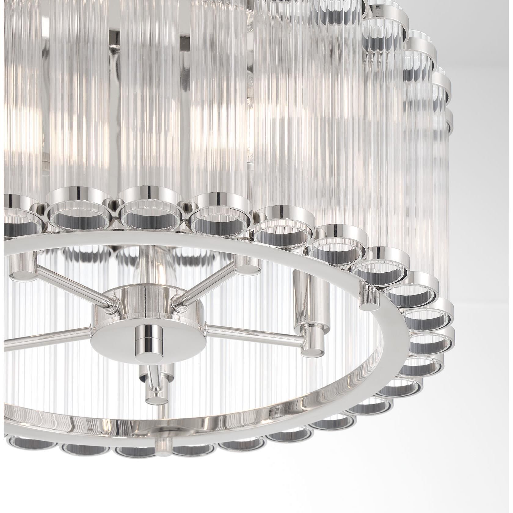 Shown in Polished Nickel finish and Ribbed glass