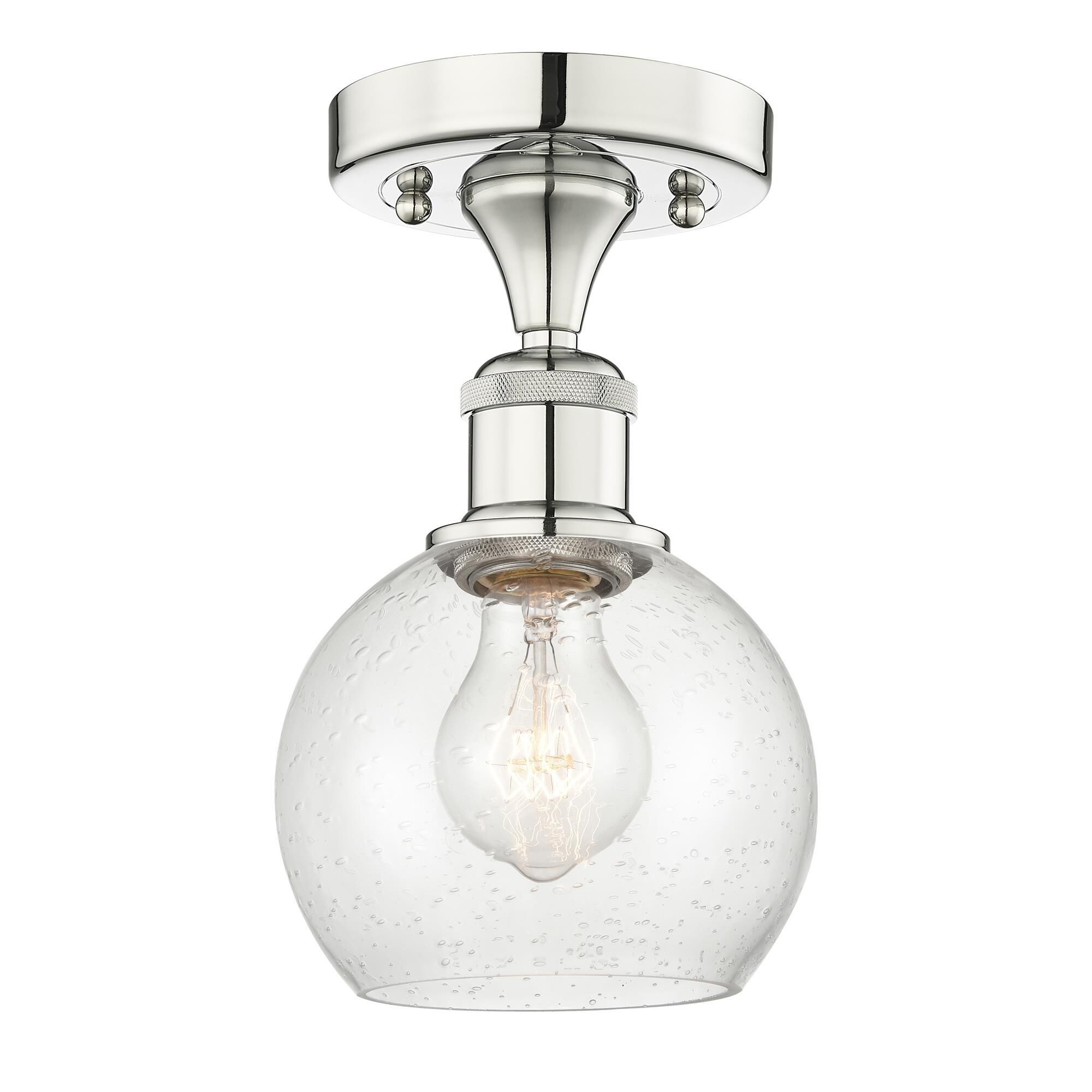 Shown in Polished Nickel finish and Seedy glass