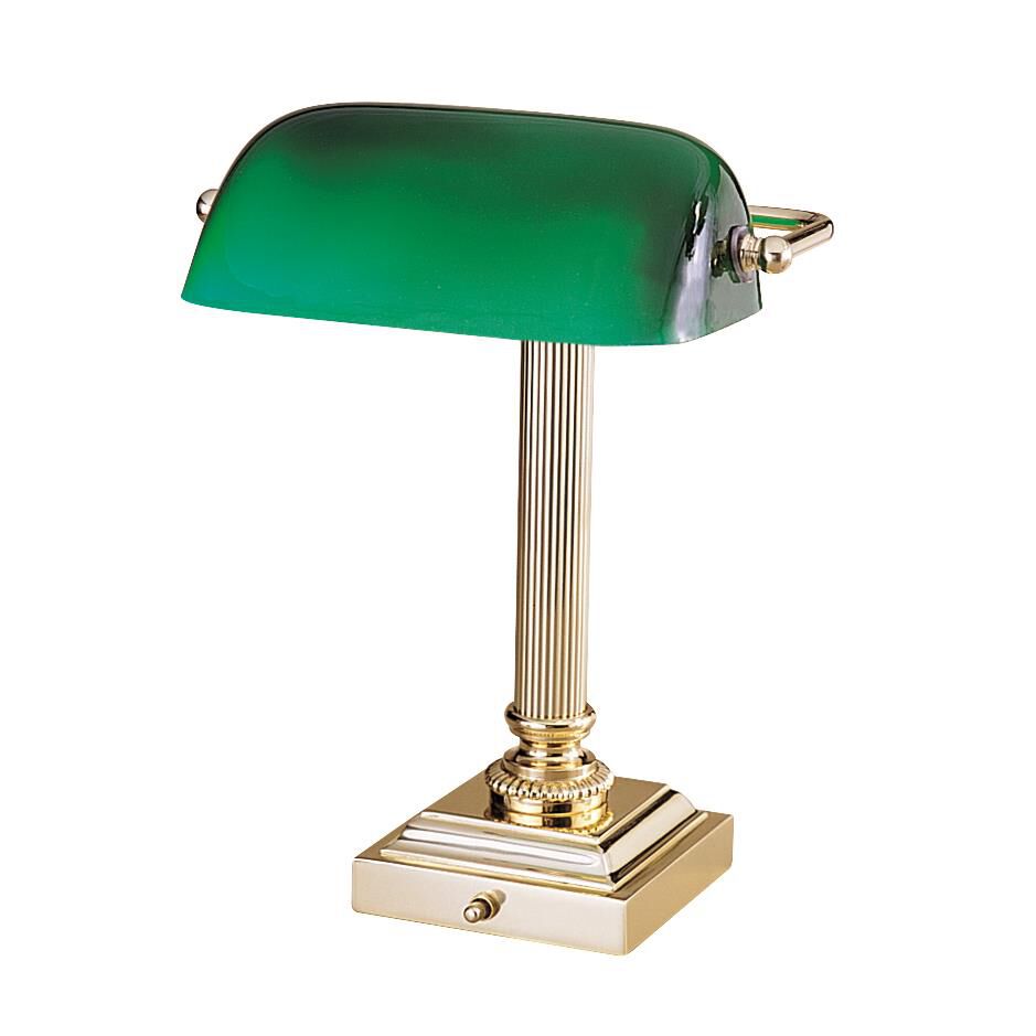 Shown in Polished Brass finish and Green glass