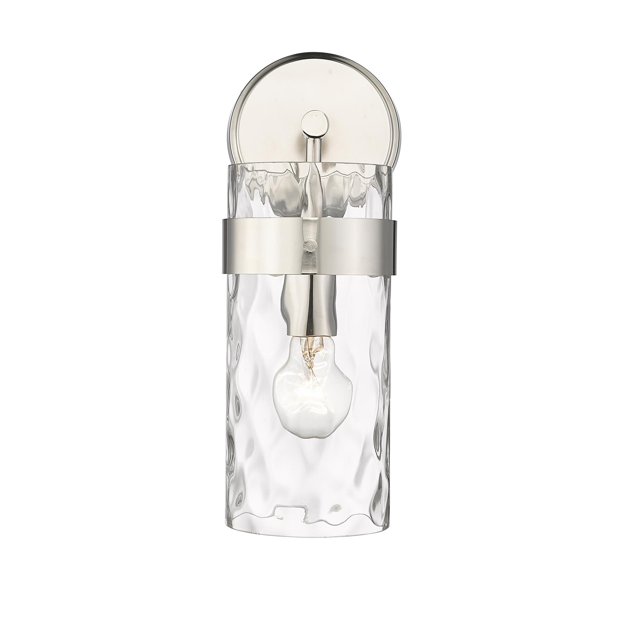Shown in Polished Nickel finish and Glass shade