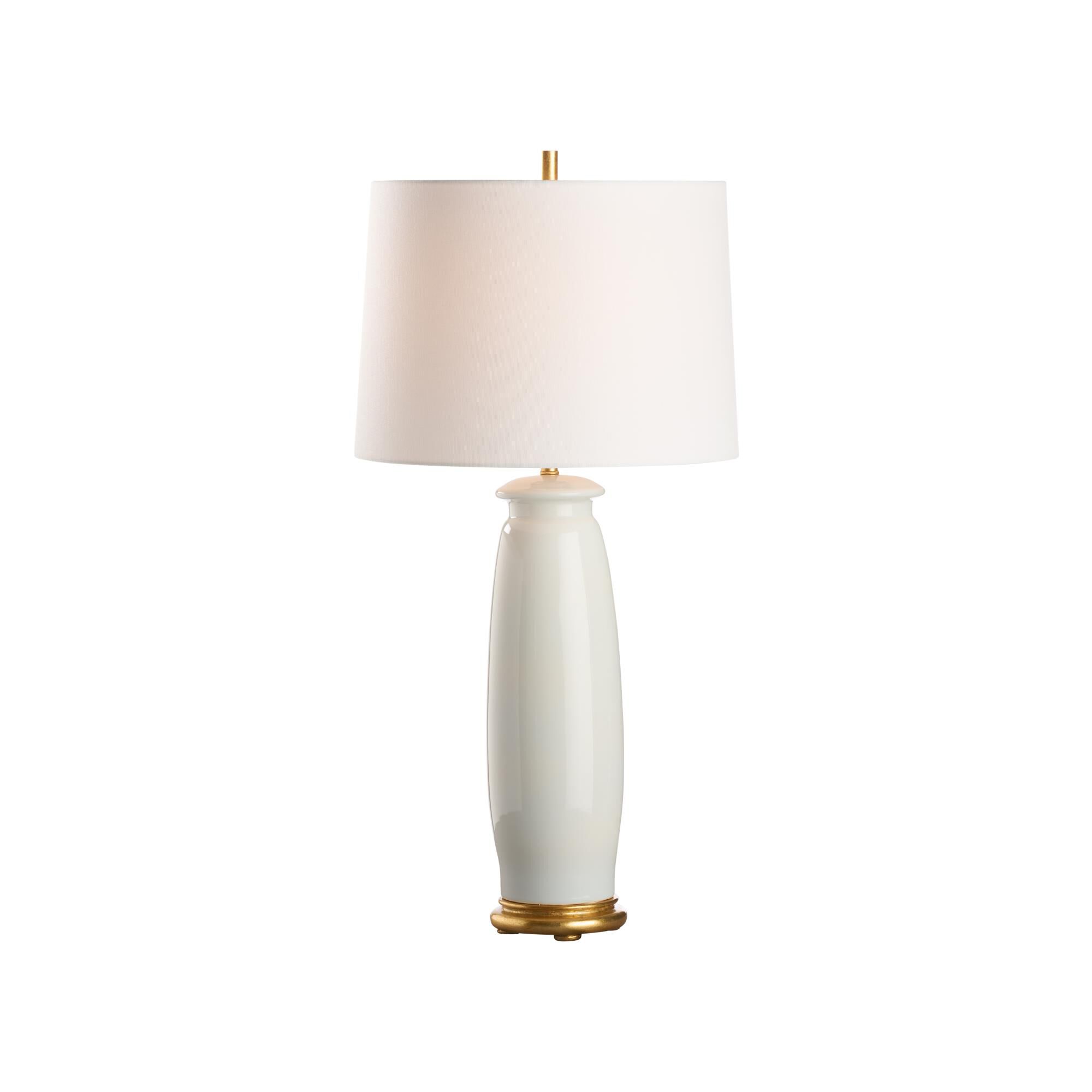 Shown in White, Cream and Gold finish and Linen shade