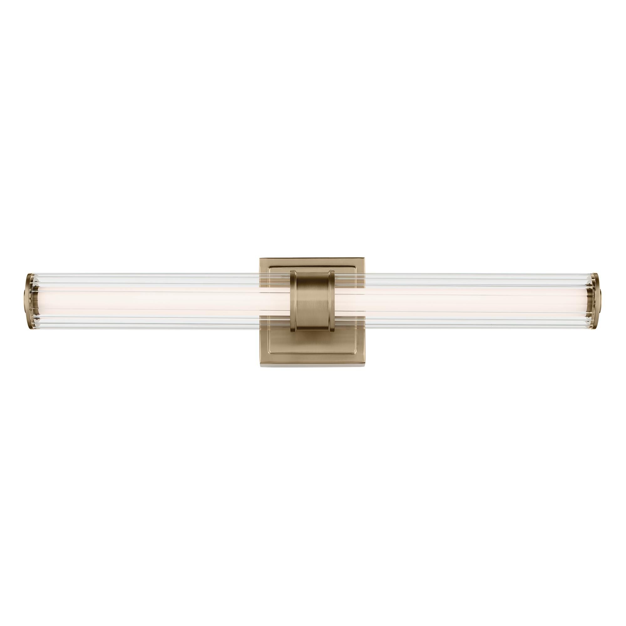 Shown in Champagne Bronze finish and Clear Fluted glass