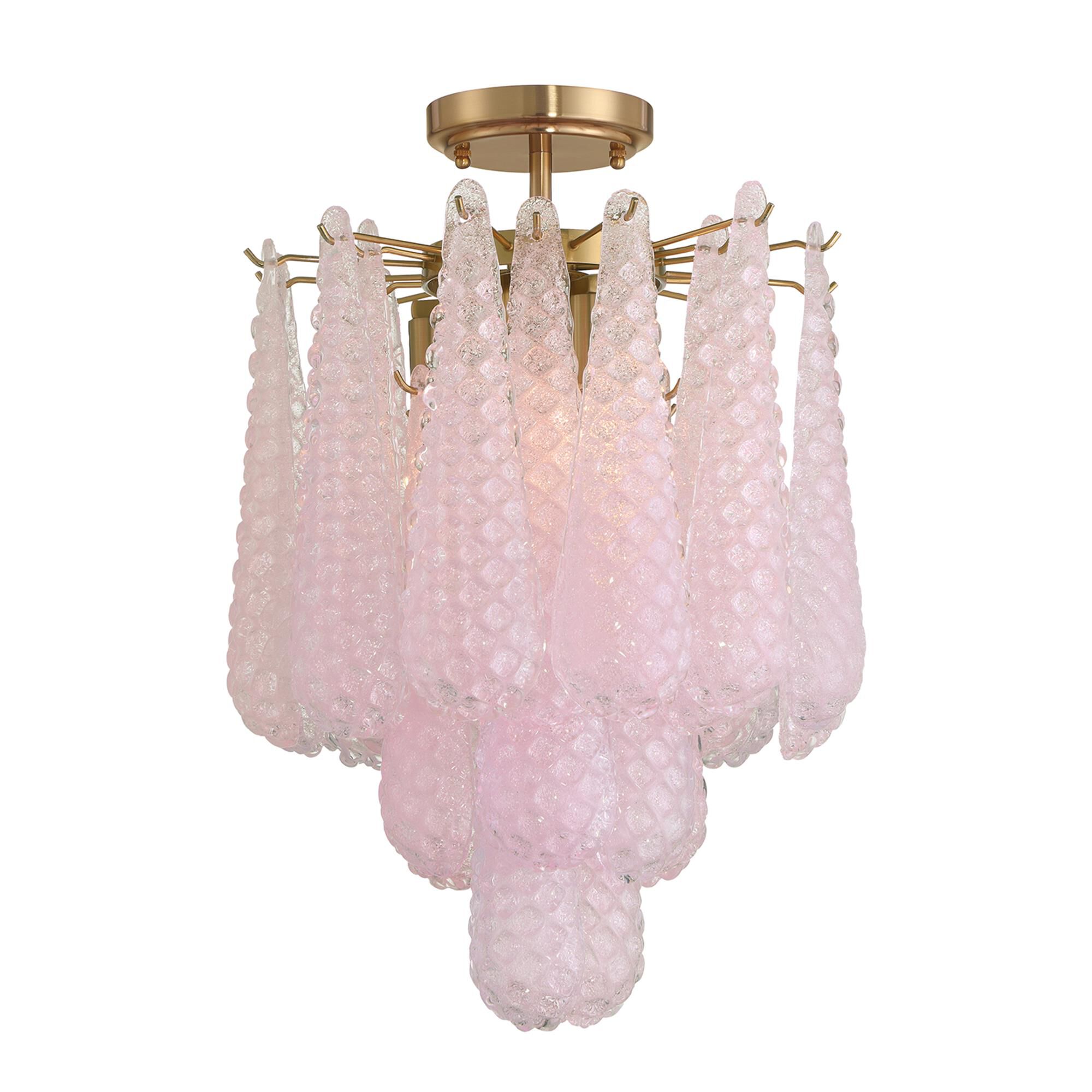 Shown in Aged Brass finish and Sand Blush glass