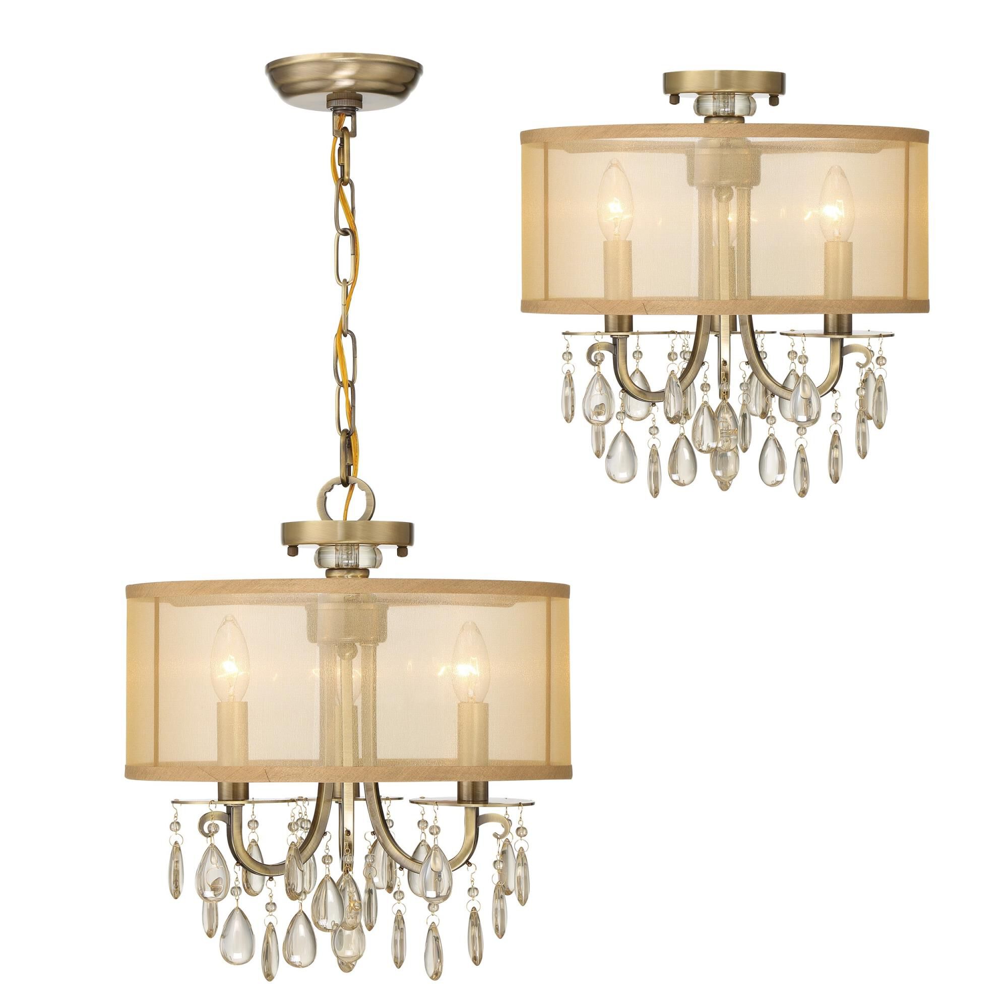 Hampton 14 Inch 3 Light Mini Chandelier by Crystorama