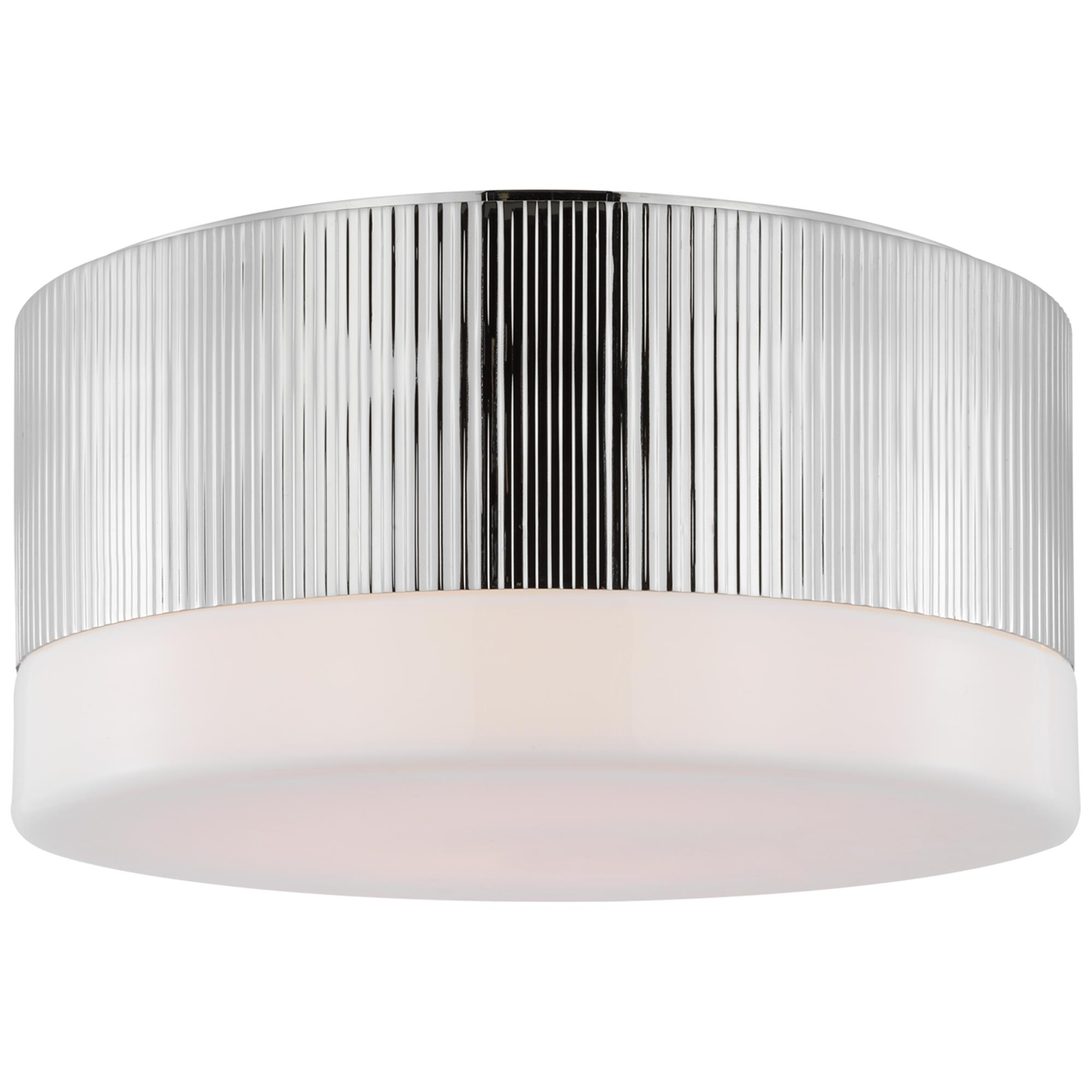 Shown in Polished Nickel finish and White glass
