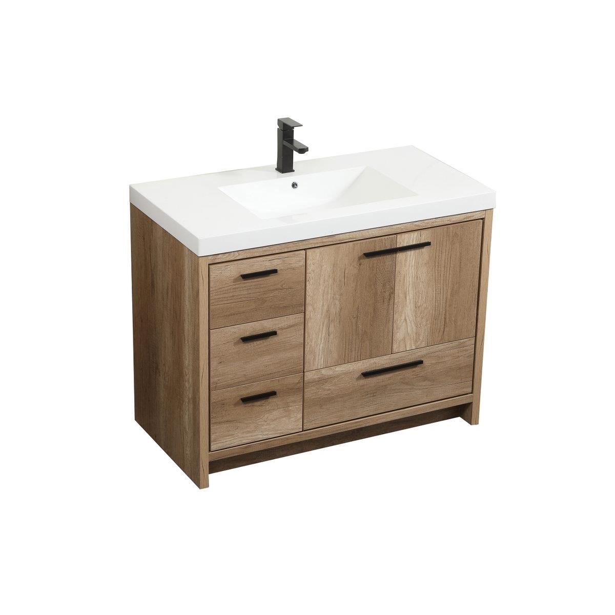 Shown in Natural Oak finish and Without Backsplash accent