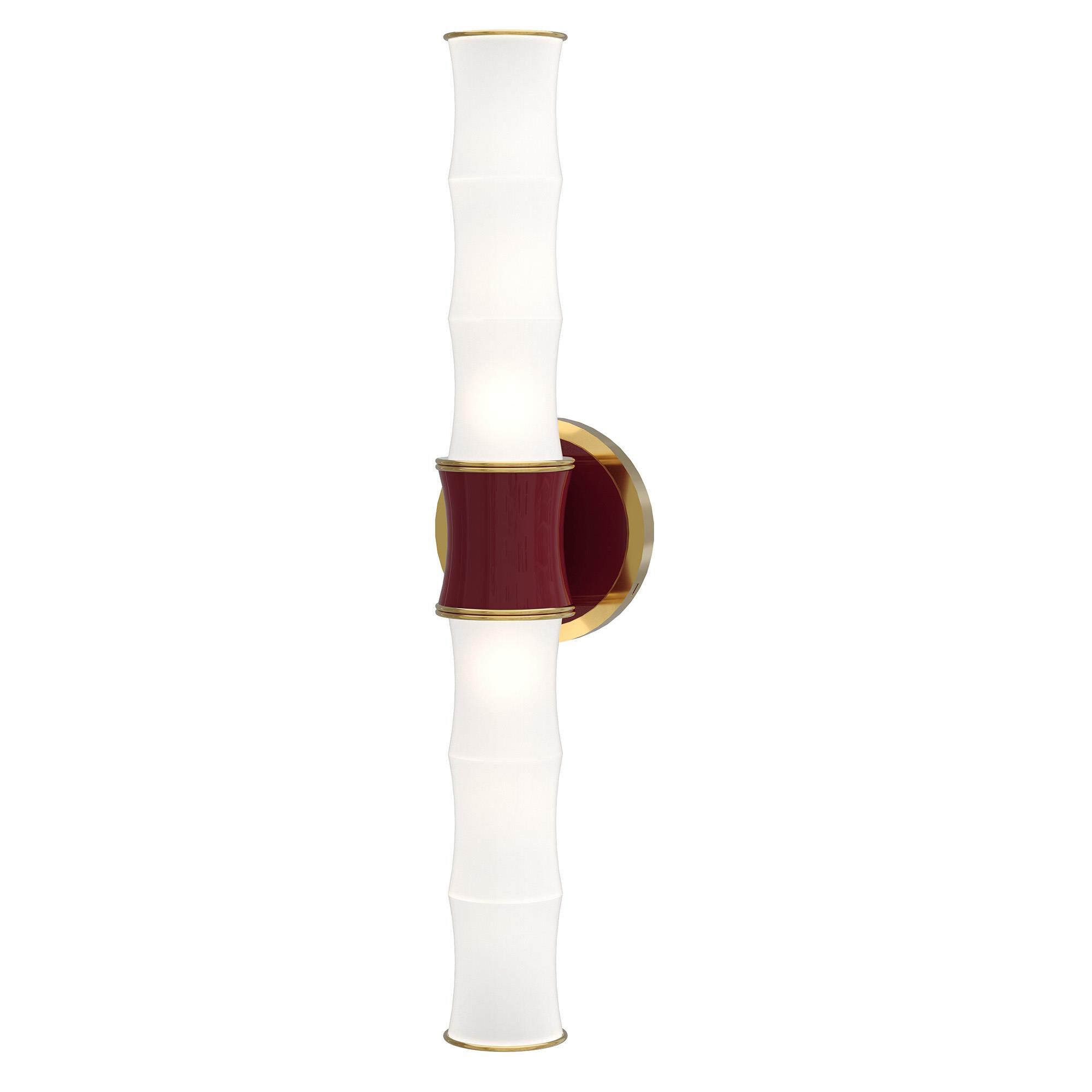 Shown in Sugar Plum finish and White Frosted glass and Modern Brass accent