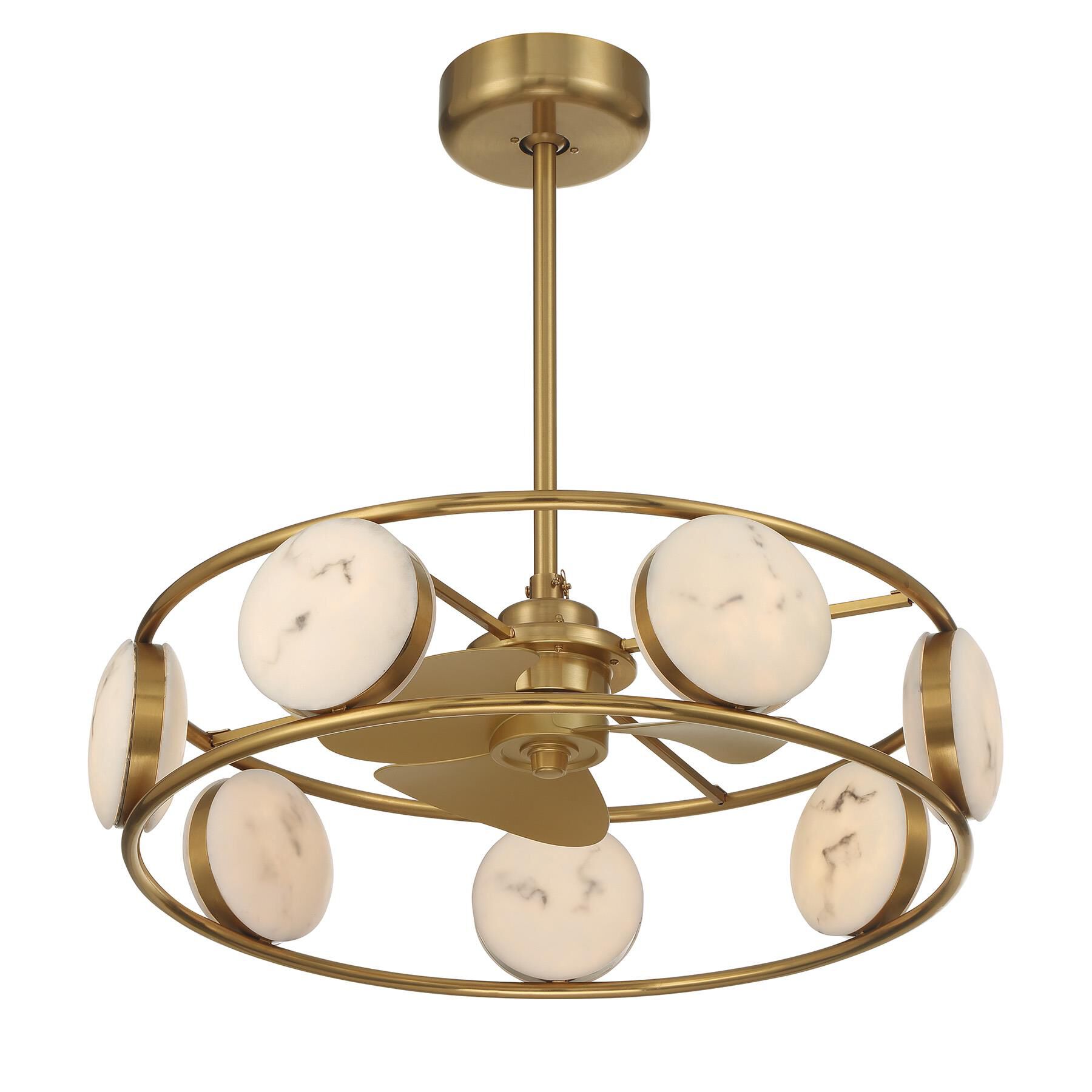 Shown in Warm Brass finish and Faux Alabaster glass