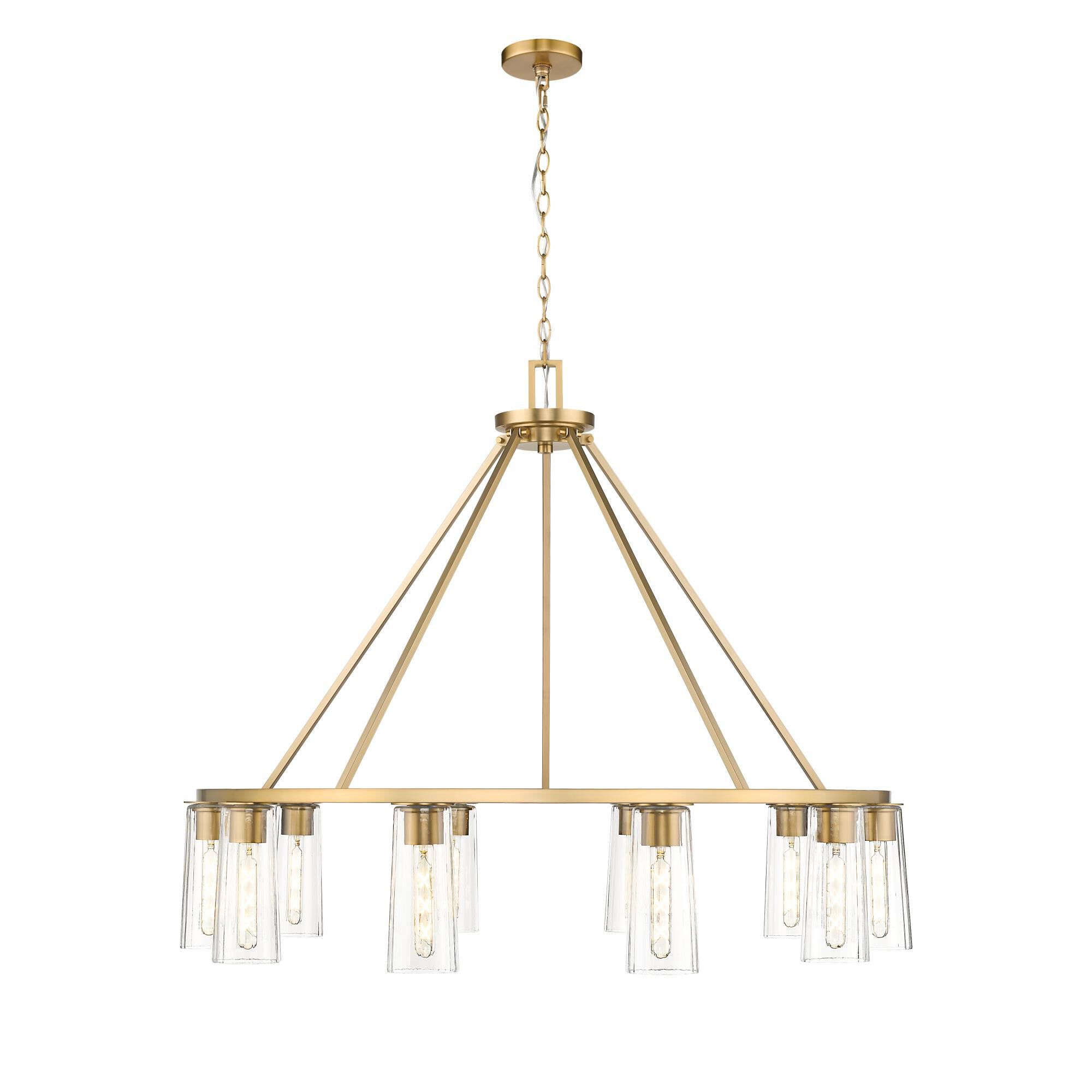 Shown in Modern Gold finish and Clear glass and Clear shade