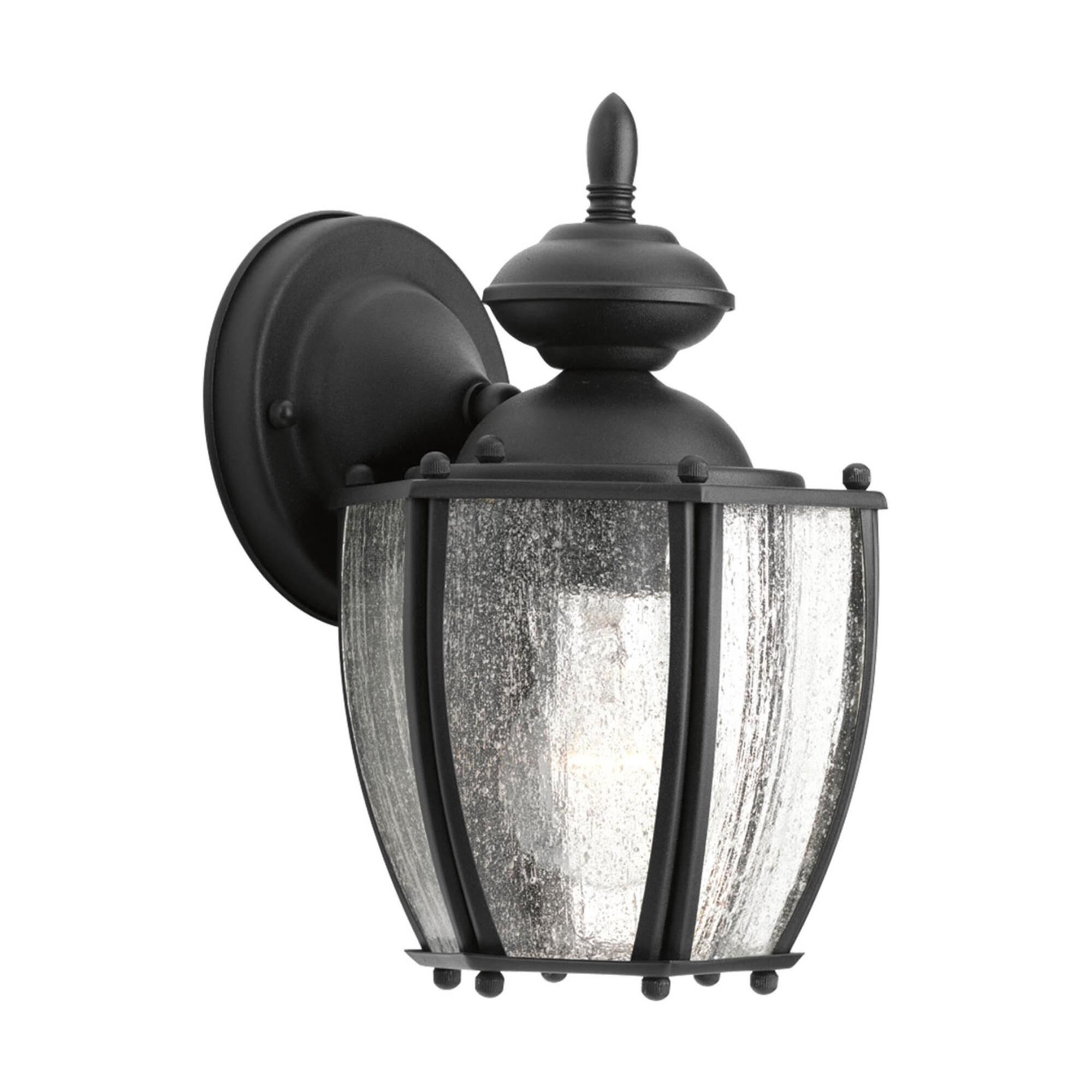 Shown in Black finish and Clear Seeded glass