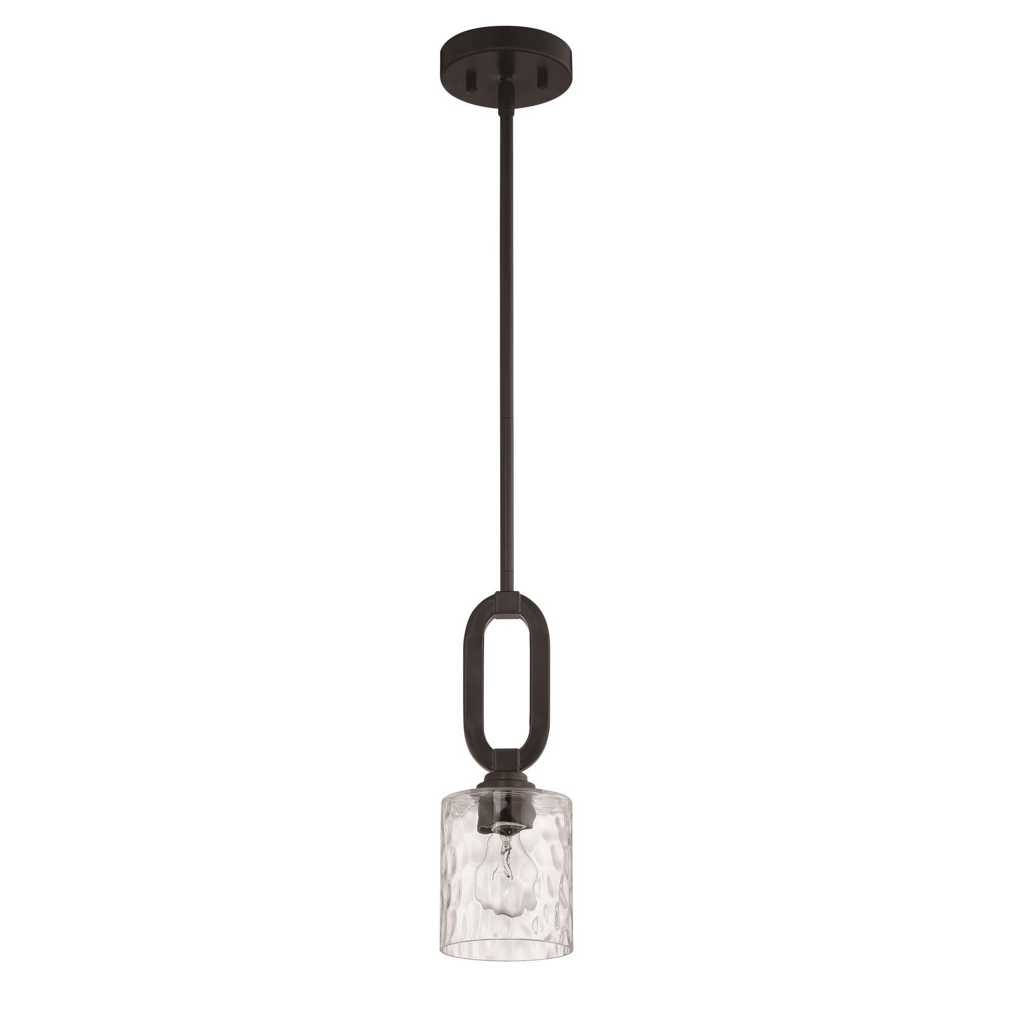 Shown in Flat Black finish and Clear Hammered glass and Glass shade