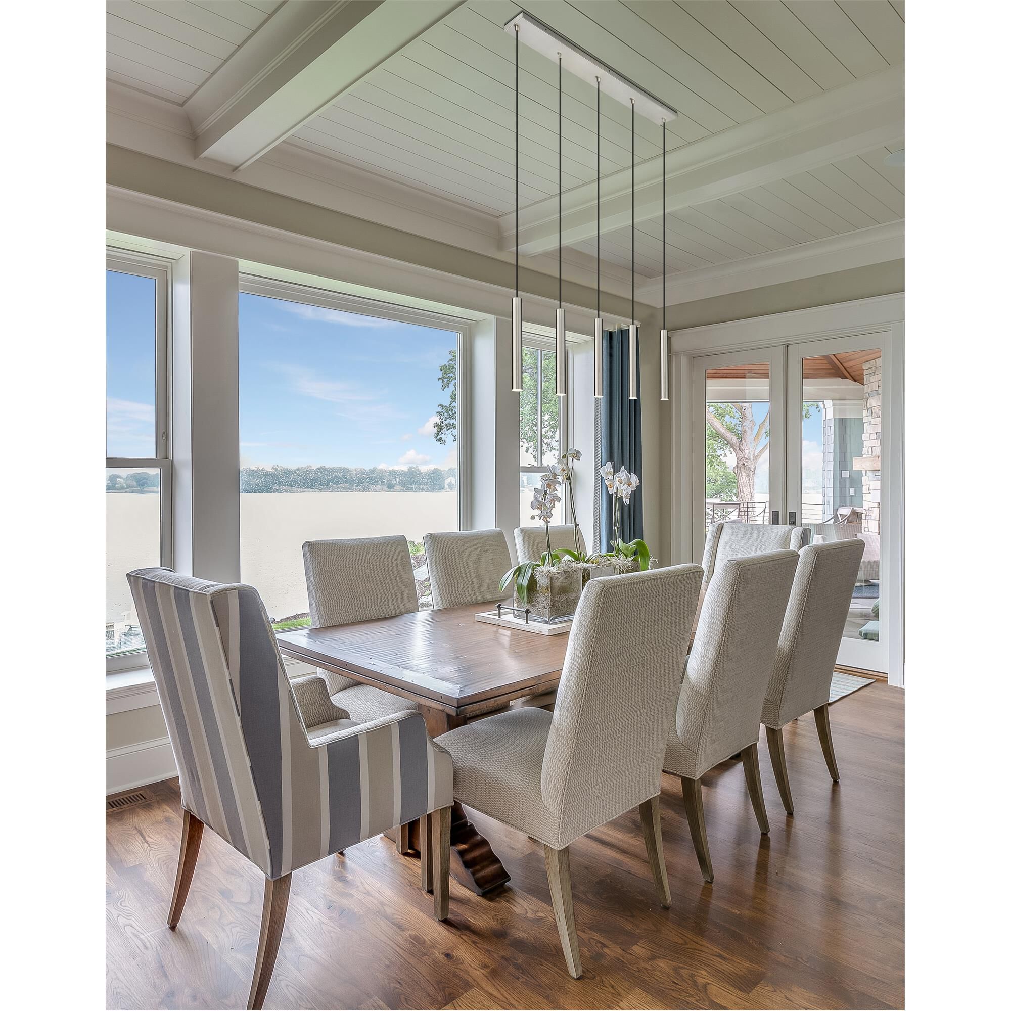 Shown in Brushed Nickel finish and Brushed Nickel glass and Brushed Nickel shade