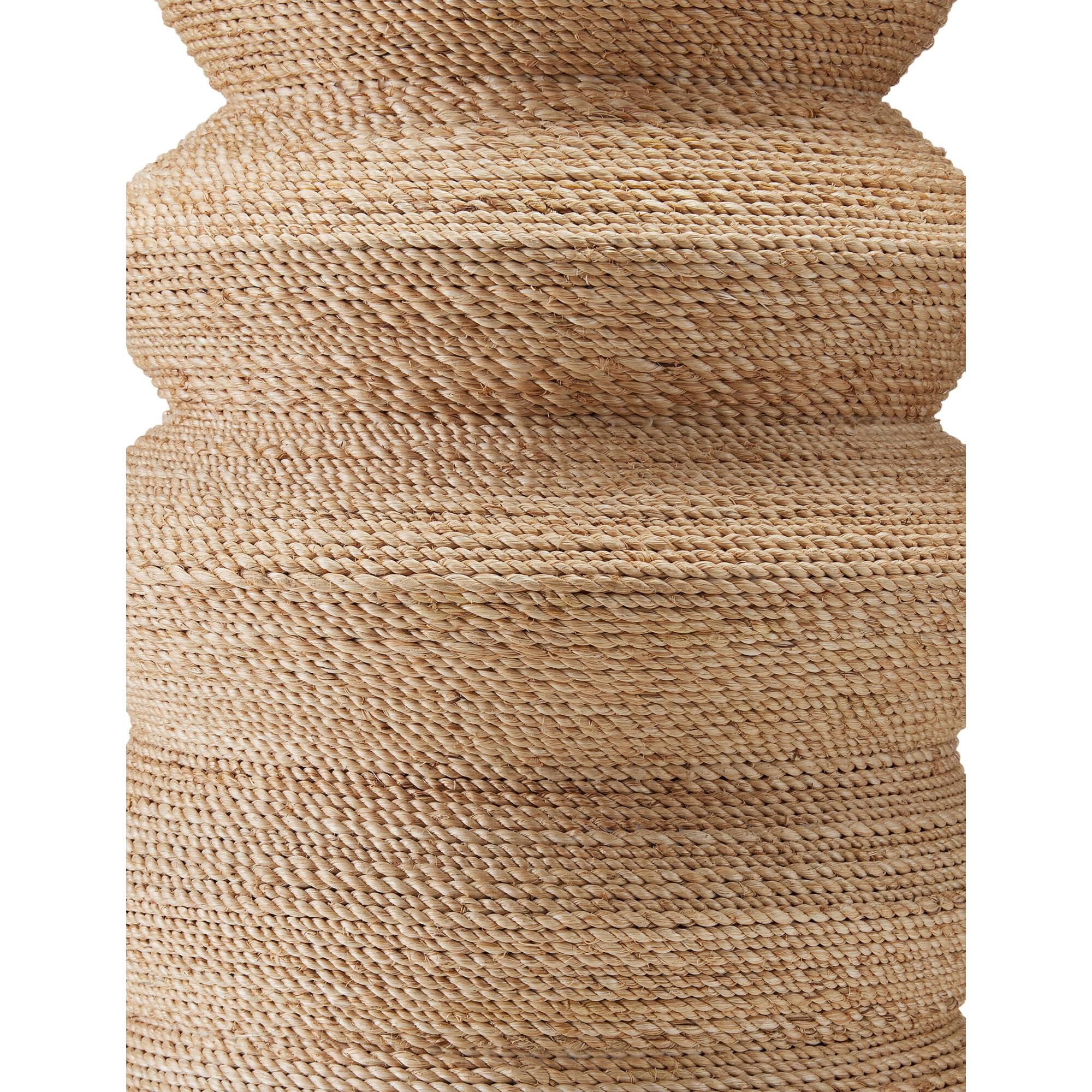 Shown in Satin Black and Natural Abaca Rope finish and Natural Linen shade