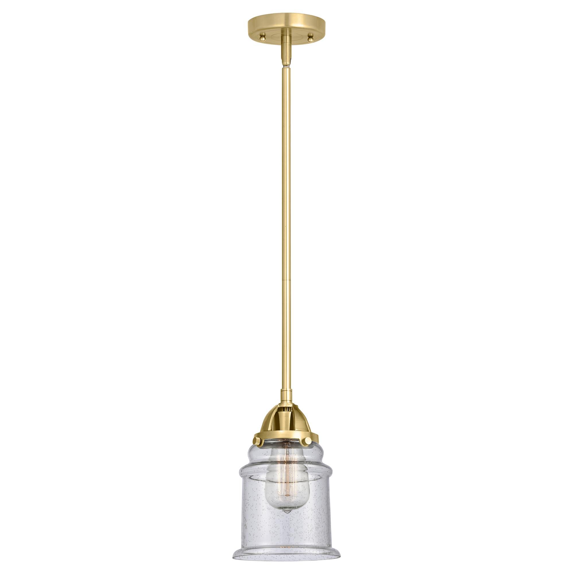 Shown in Satin Gold finish and Seedy glass