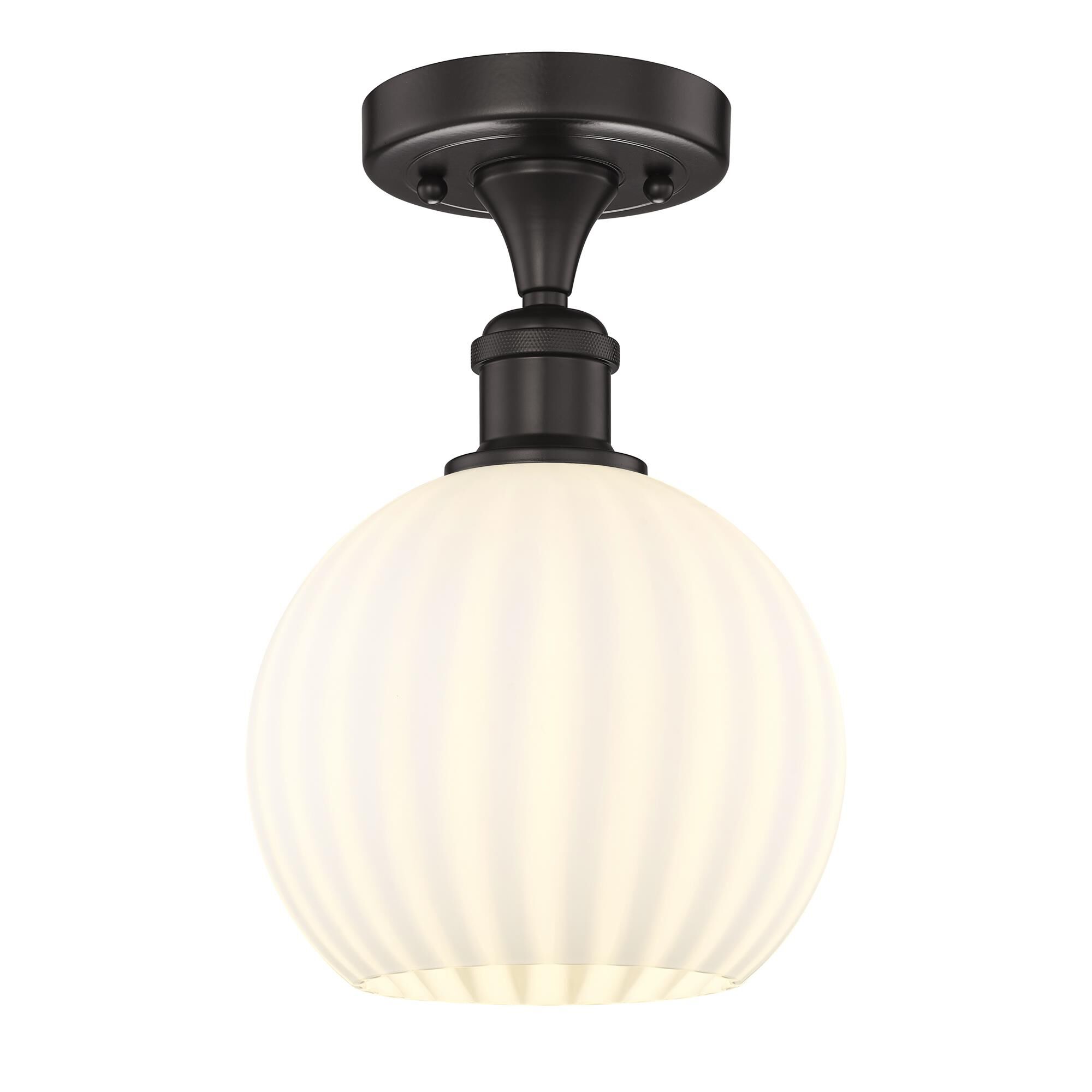 Shown in Oil Rubbed Bronze finish and White Venetian glass