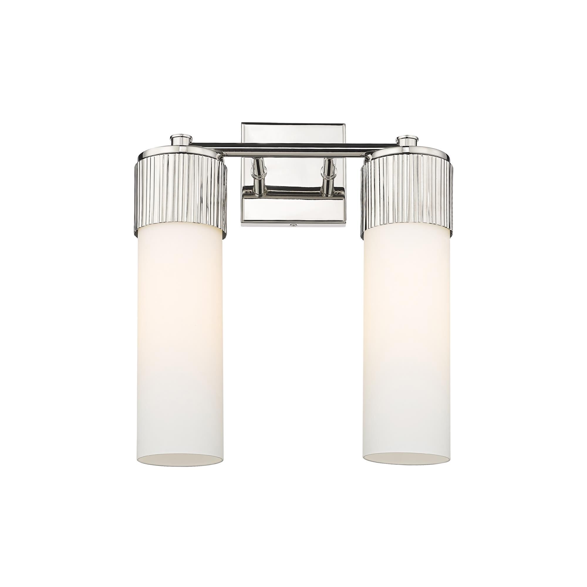 Shown in Polished Nickel finish and Matte White glass