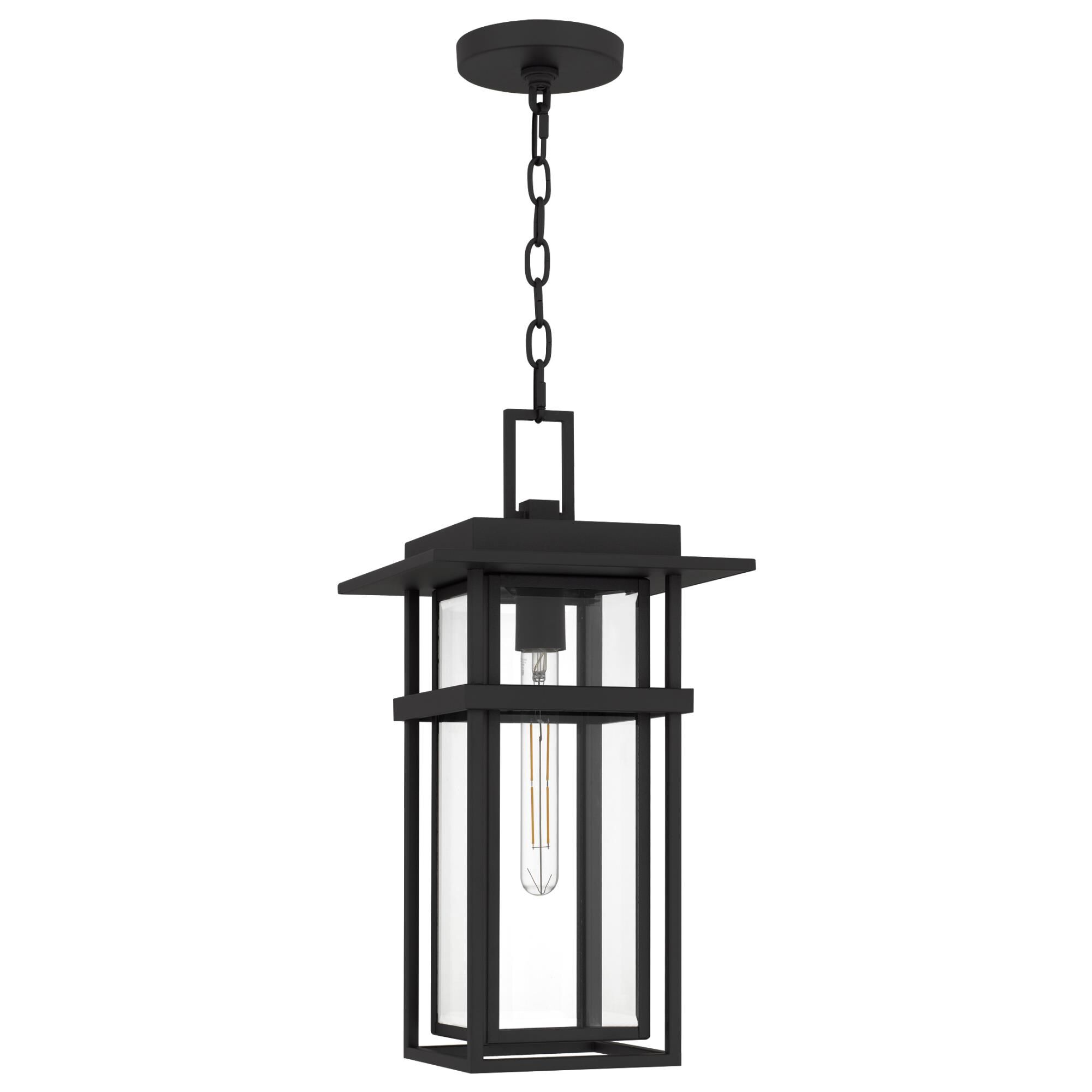 Shown in Earth Black finish and Clear Beveled Glass shade