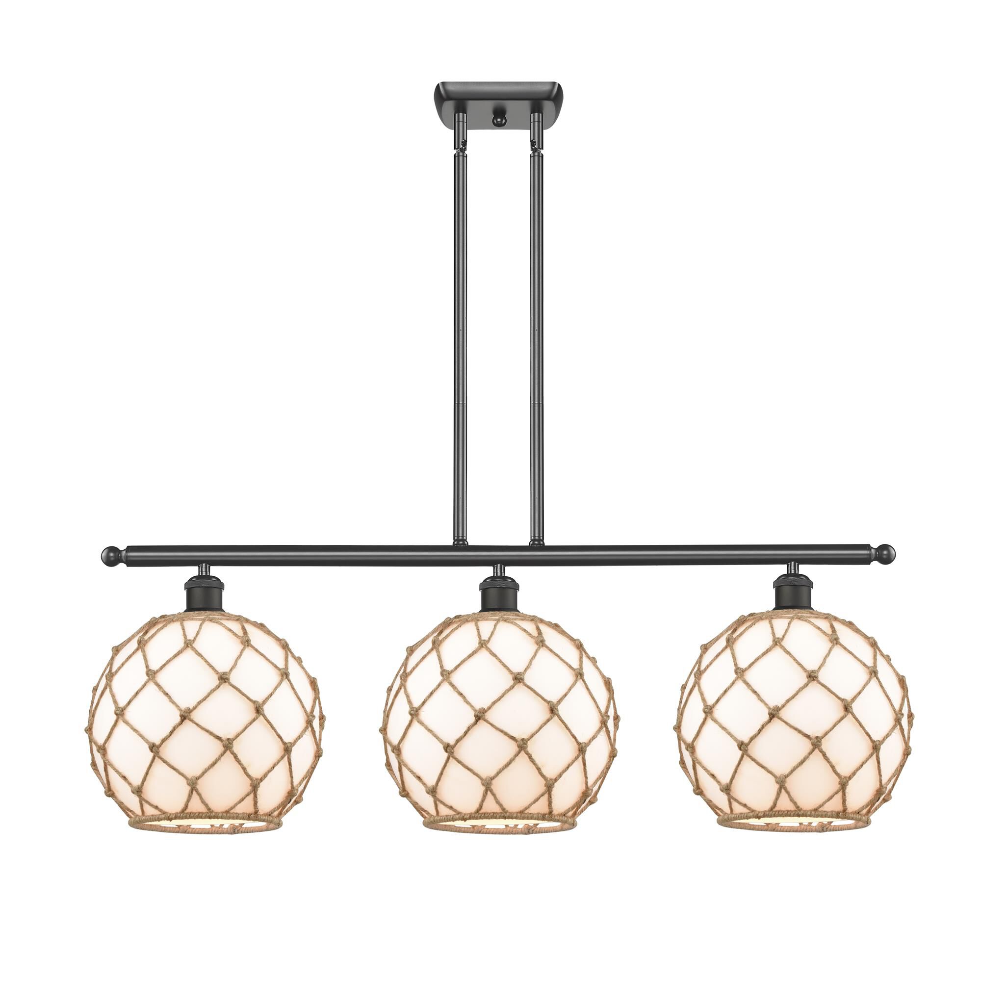 Shown in Oil Rubbed Bronze finish and Sphere glass and Glass And Rope shade