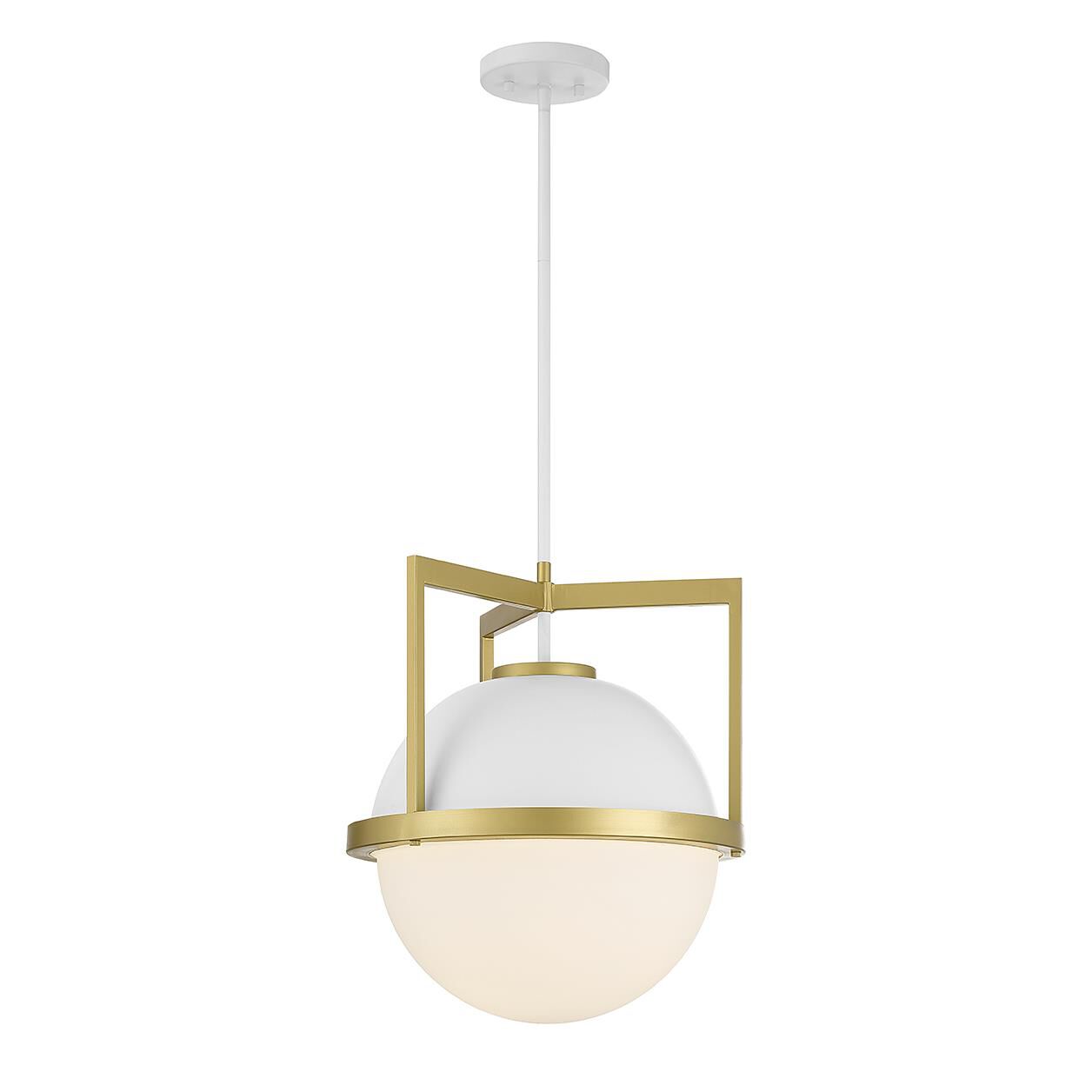 Shown in White with Warm Brass finish and White Opal glass