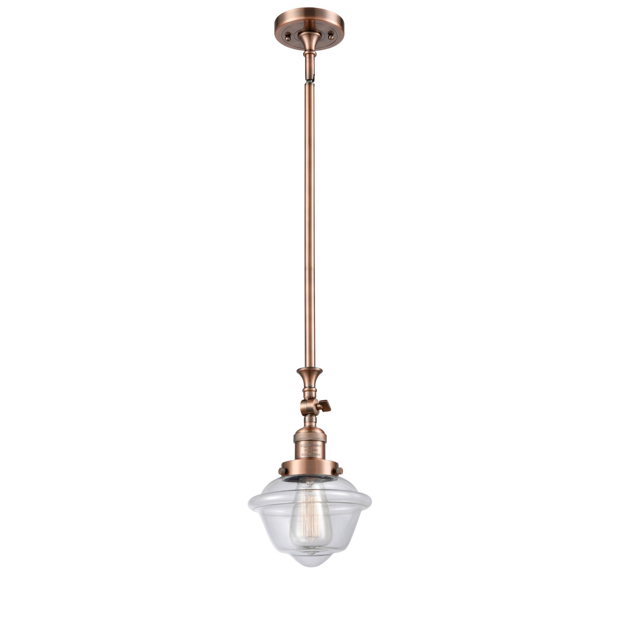 Shown in Antique Copper finish and Clear glass