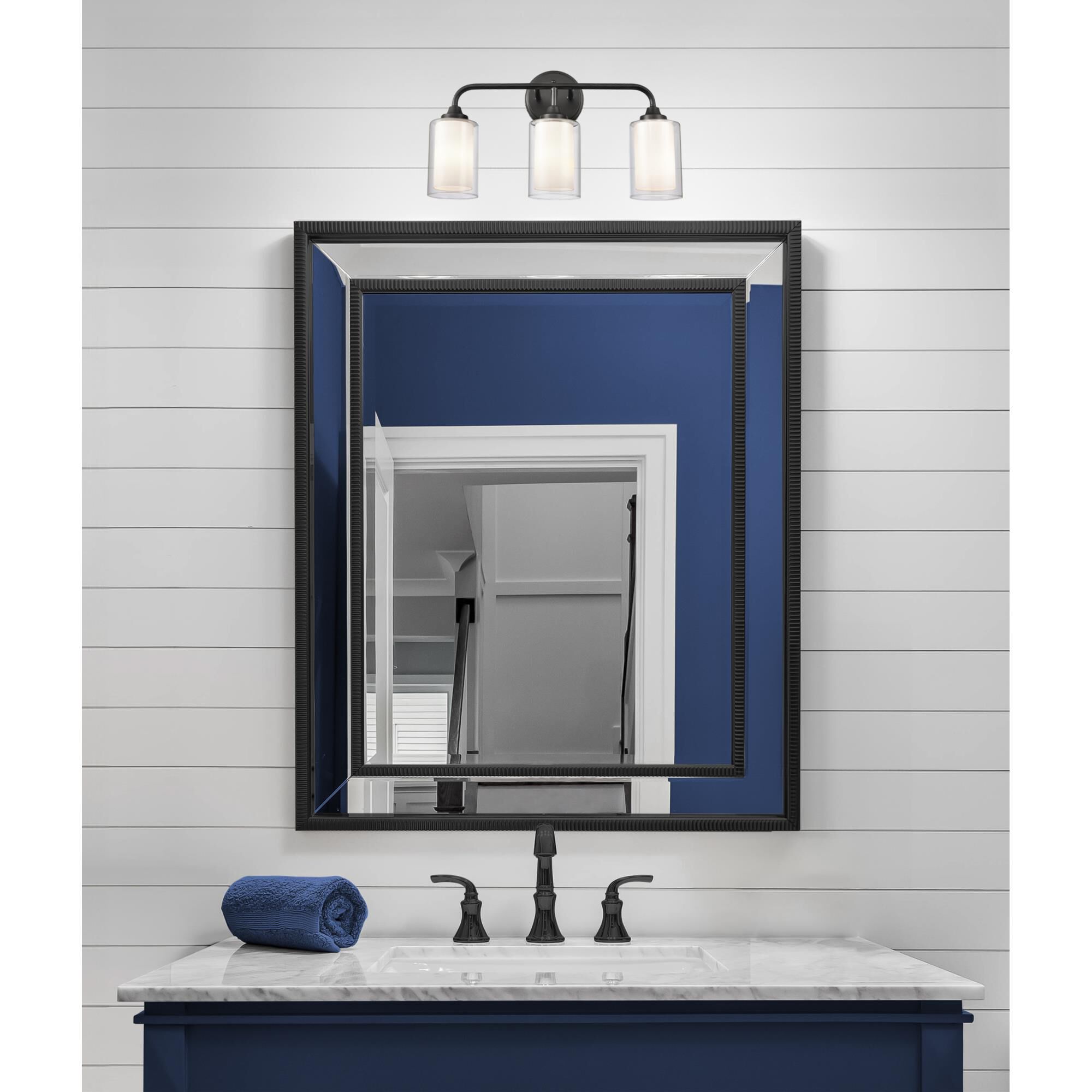 Shown in Matte Black  finish and White and Clear glass