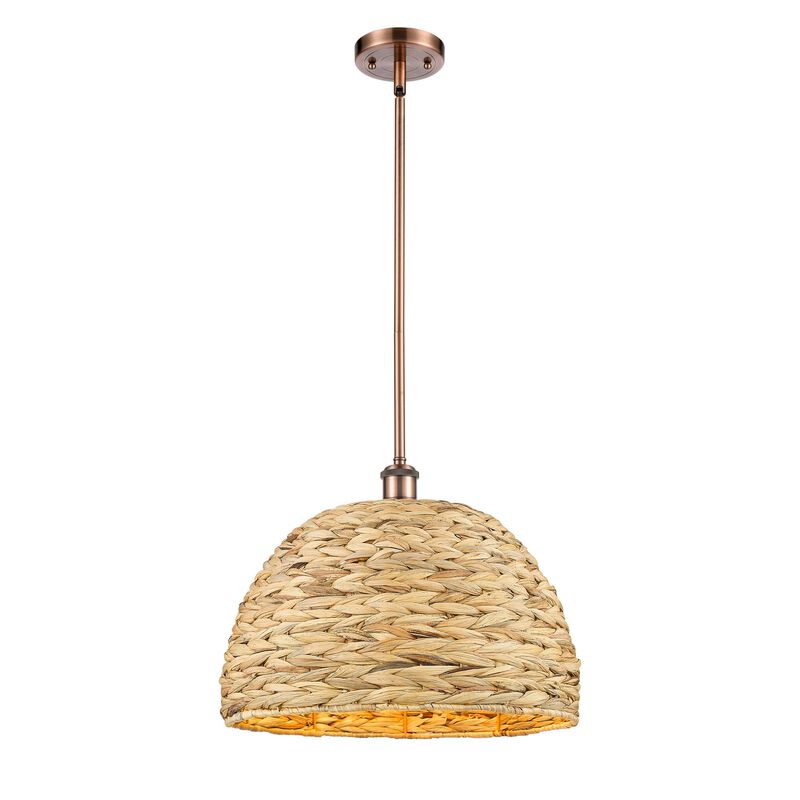 Bruno Marashlian Woven Rattan 16 Inch Large Pendant by Innovations Lighting