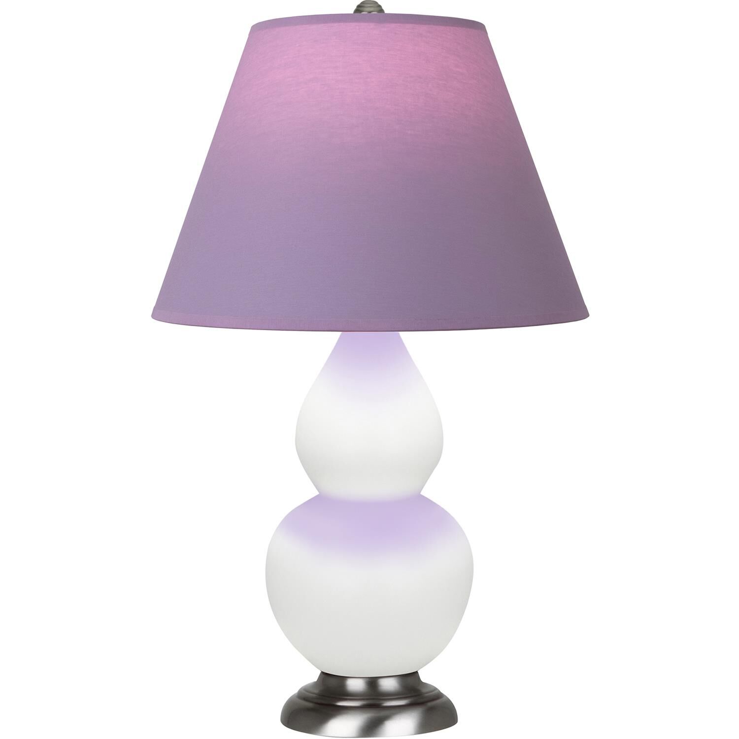 Shown in Matte Daisy finish and Lavender and Plum shade and Antique Silver accent