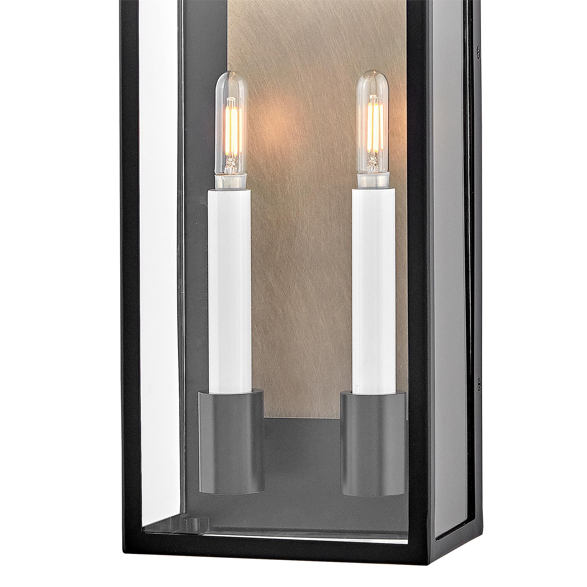 Shown in Black finish and Clear glass and Burnished Bronze accent