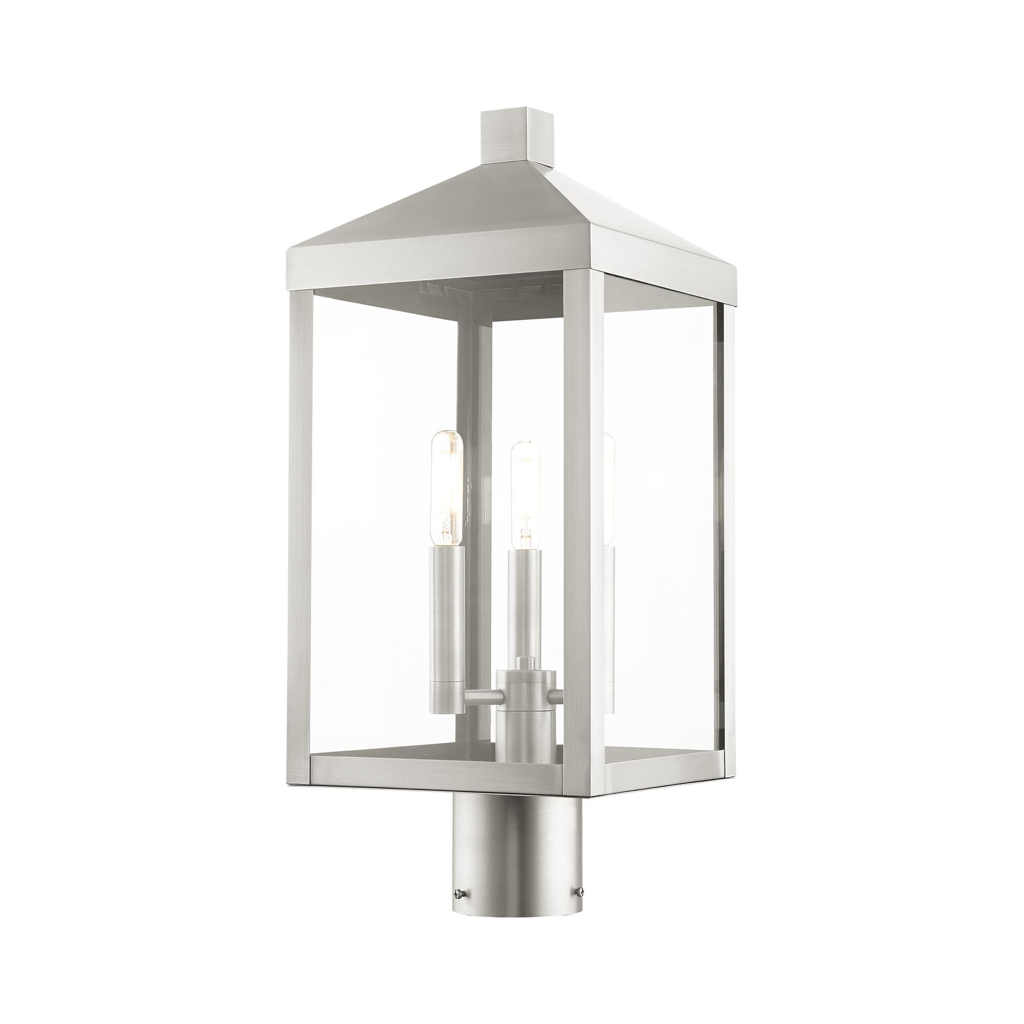 Shown in Brushed Nickel finish and Clear glass and Clear Glass shade
