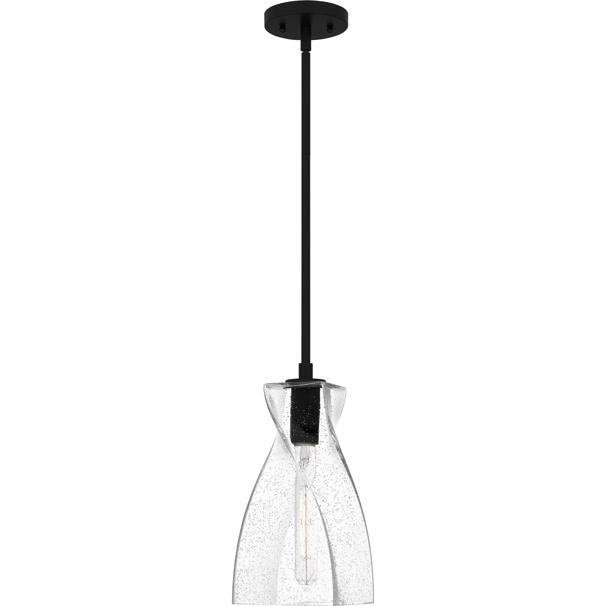 Shown in Matte Black finish and Clear Seedy Glass shade