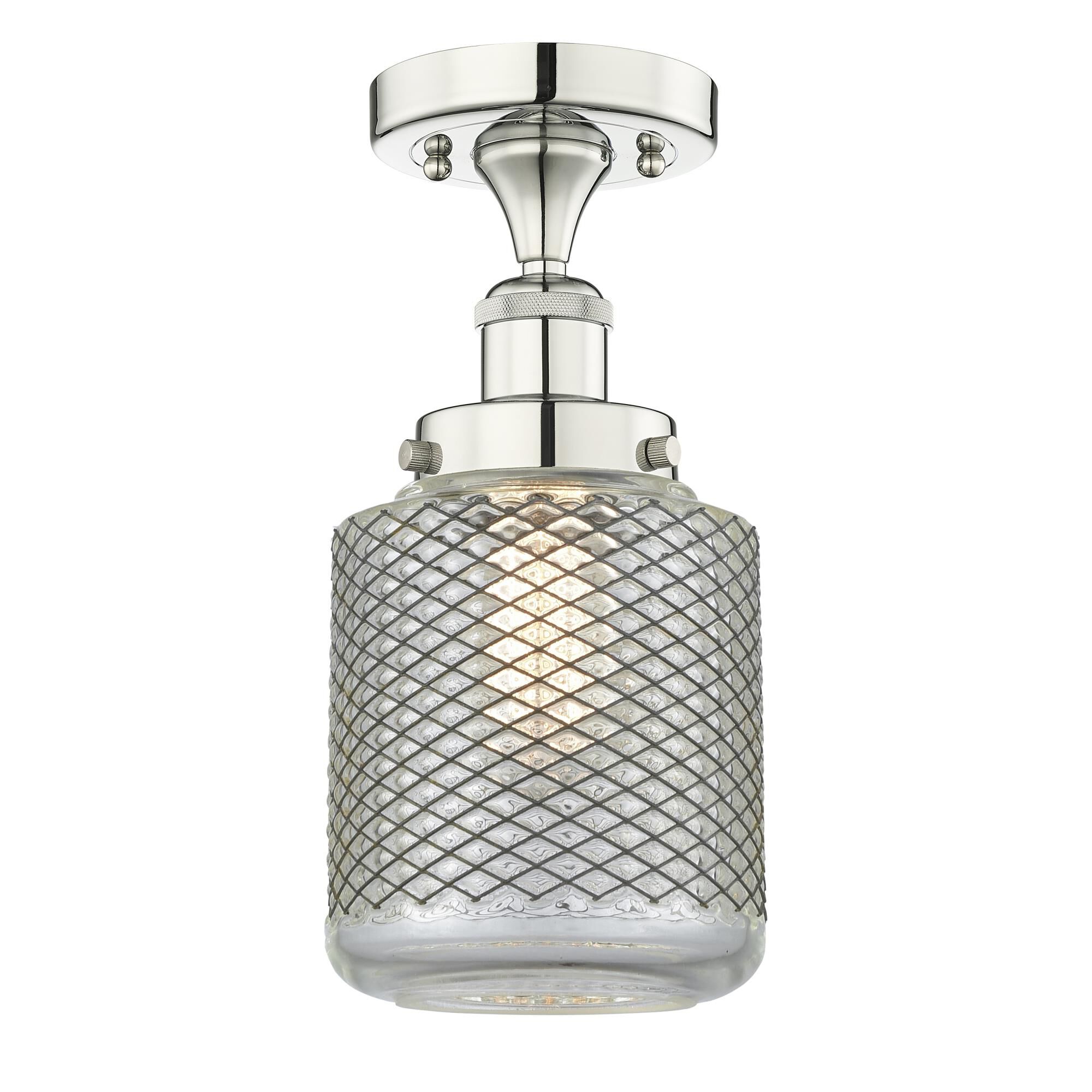 Shown in Polished Nickel finish and Clear Wire Mesh glass