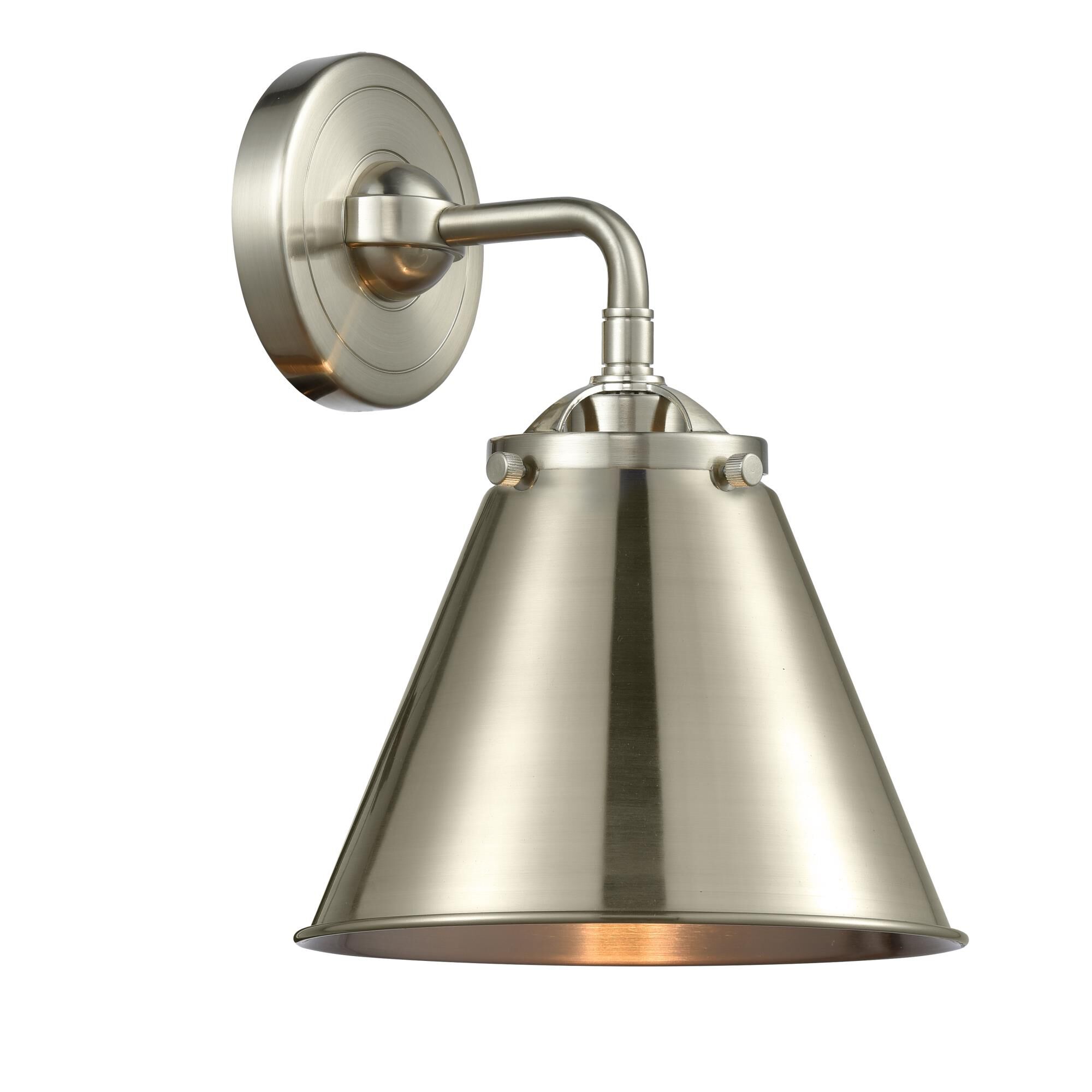 Shown in Brushed Satin Nickel finish and Metal - Brushed Satin Nickel shade