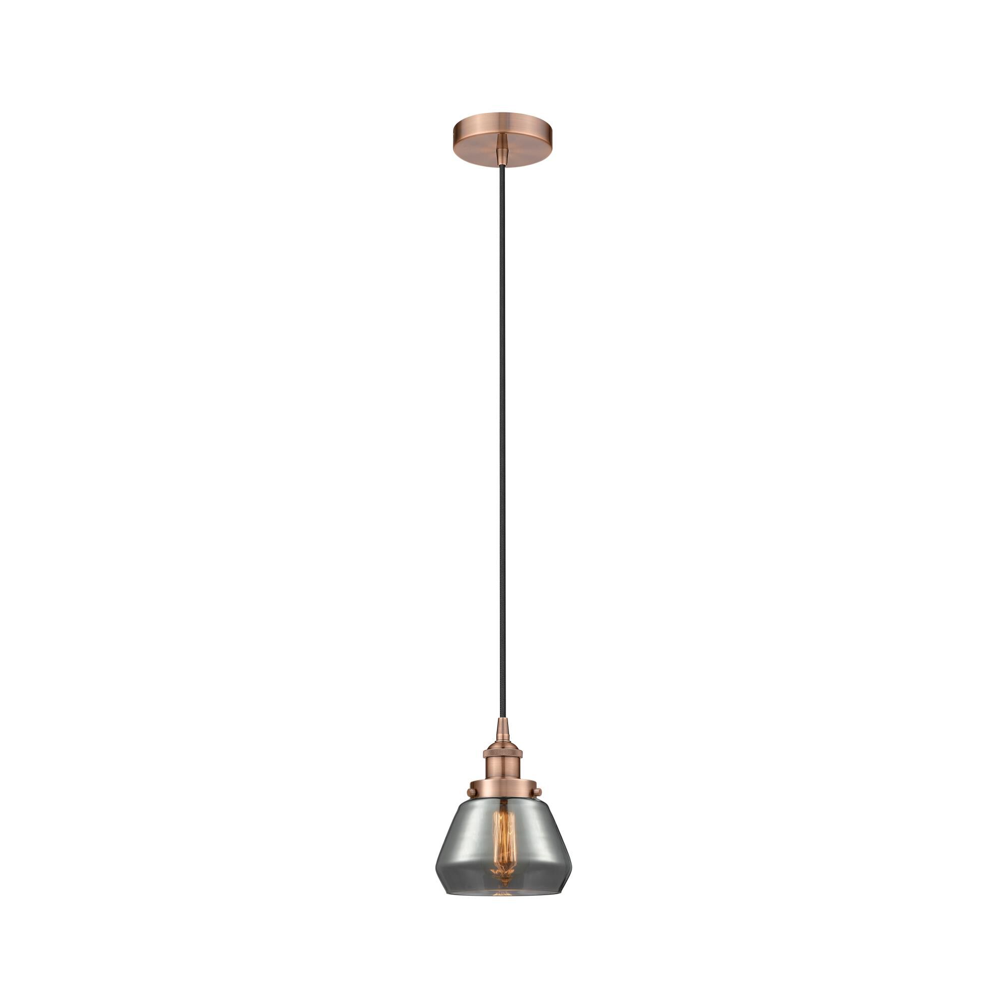 Shown in Antique Copper finish and Plated Smoke glass
