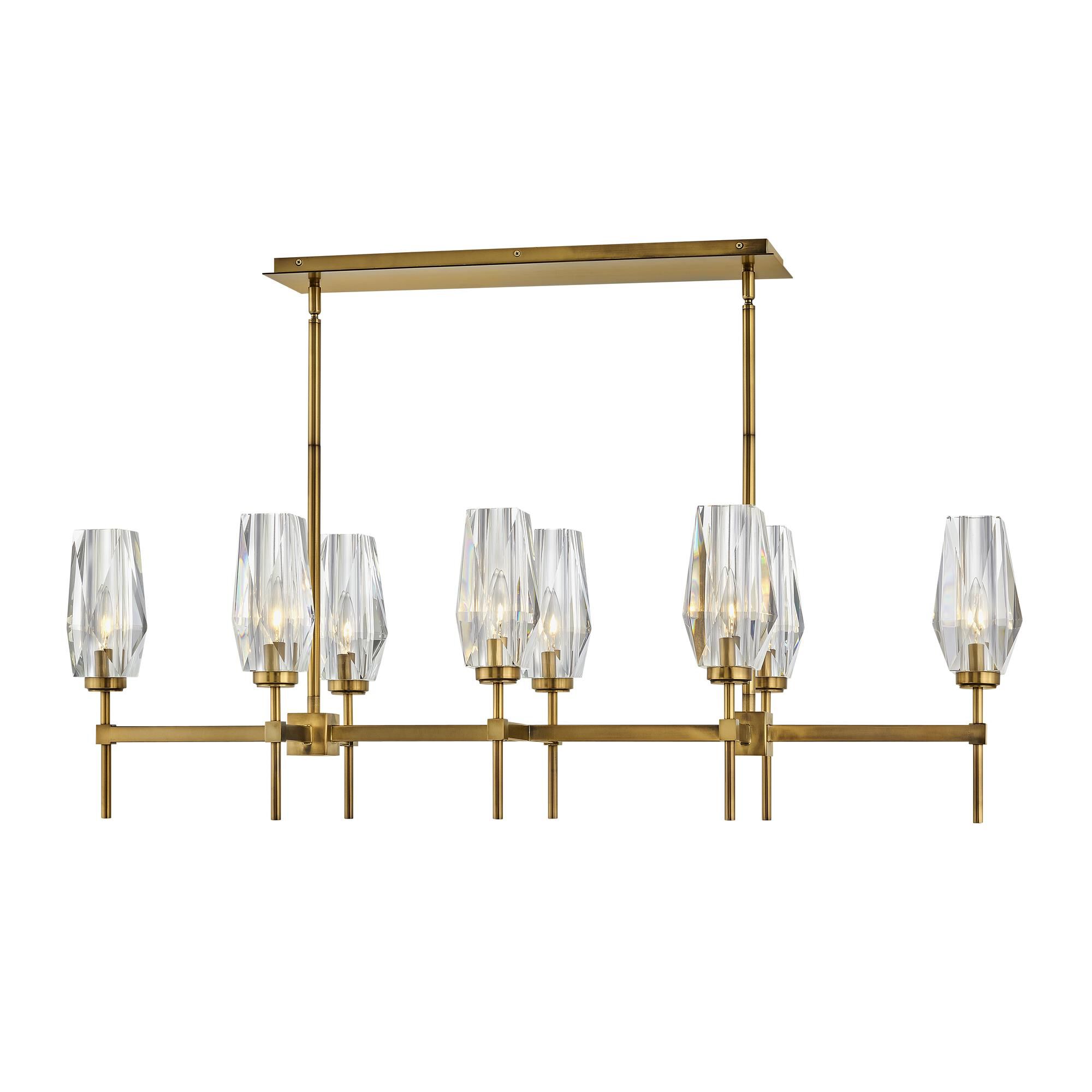 Shown in Heritage Brass finish and Faceted Clear Crystal glass
